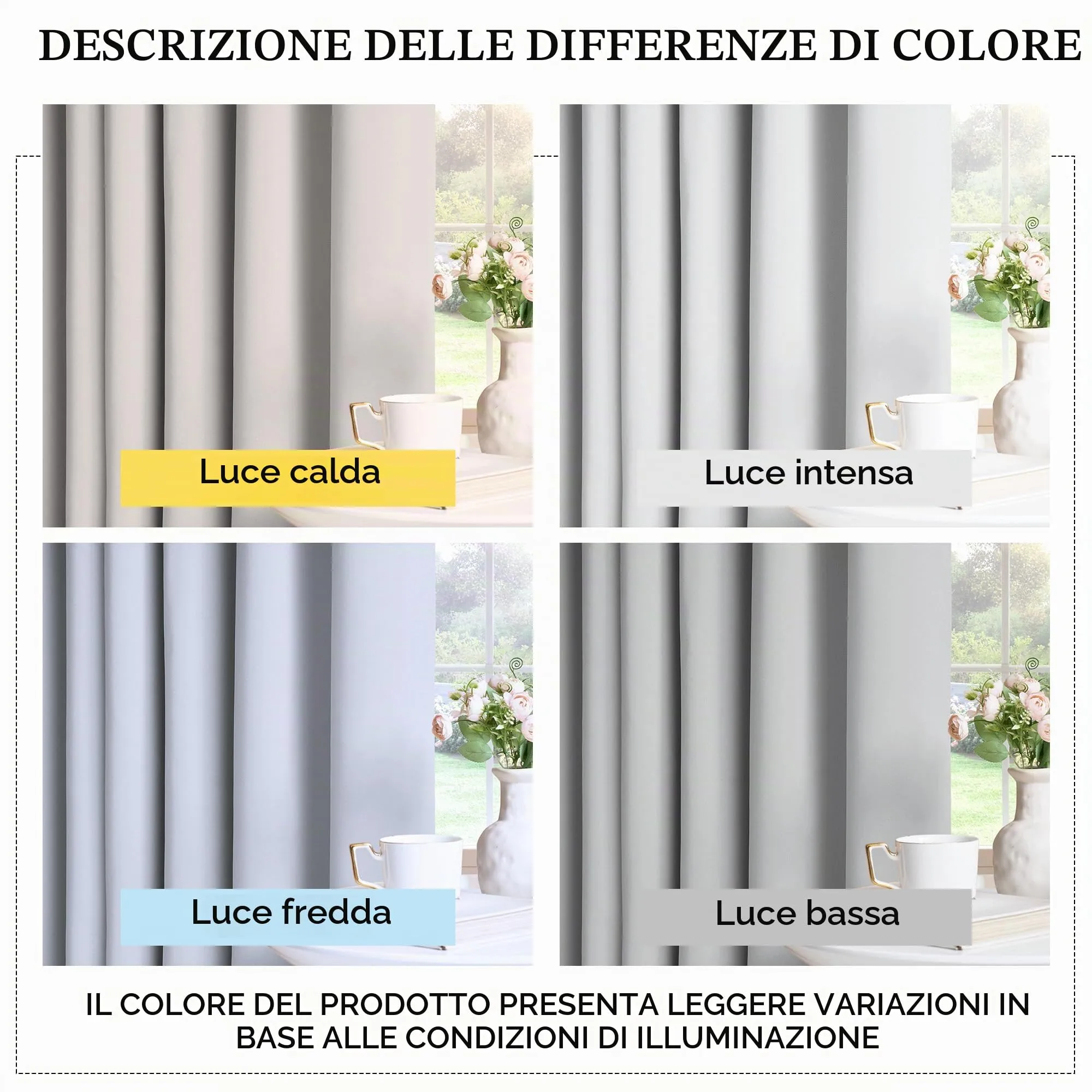Pony Dance Tenda Oscurante Termica Isolante 200x210 cm, Bianco Grigiastro - immagine 4