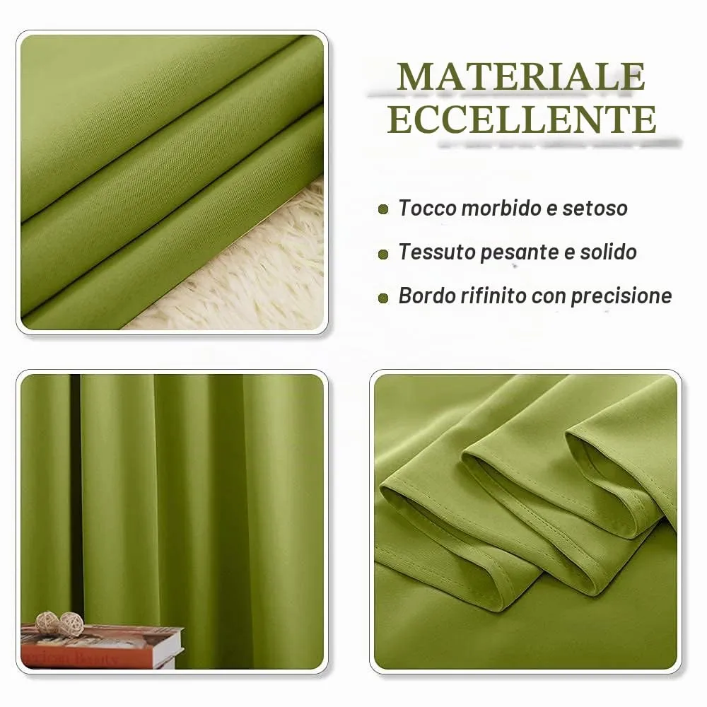 PONY DANCE Tende Oscuranti Termiche per Camera da Letto, 140 x 180 cm, 1 Pannello, Verde - immagine 7