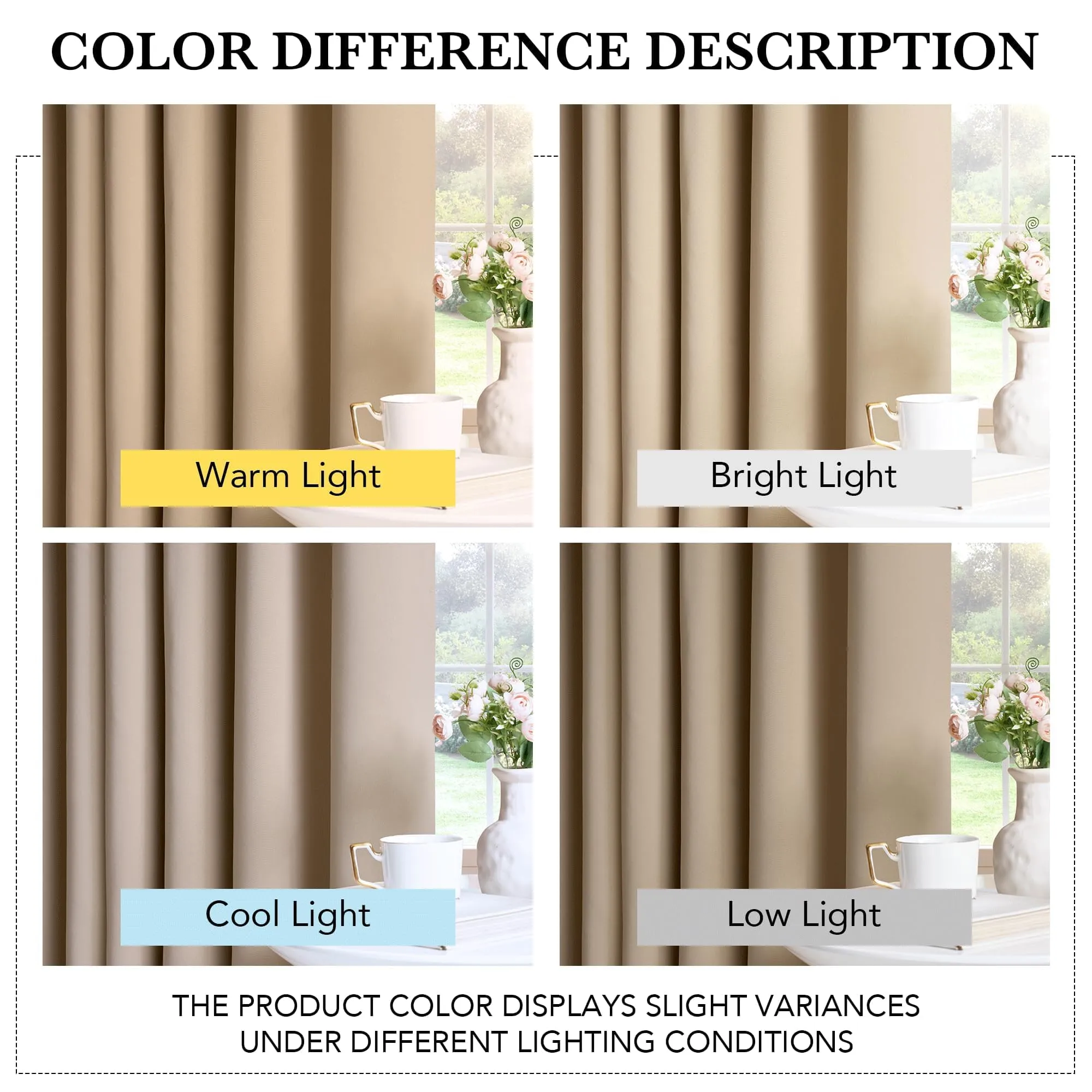 PONY DANCE Tenda Oscurante Termica da Interno con Anelli, 200 x 260 cm, Beige - immagine 4