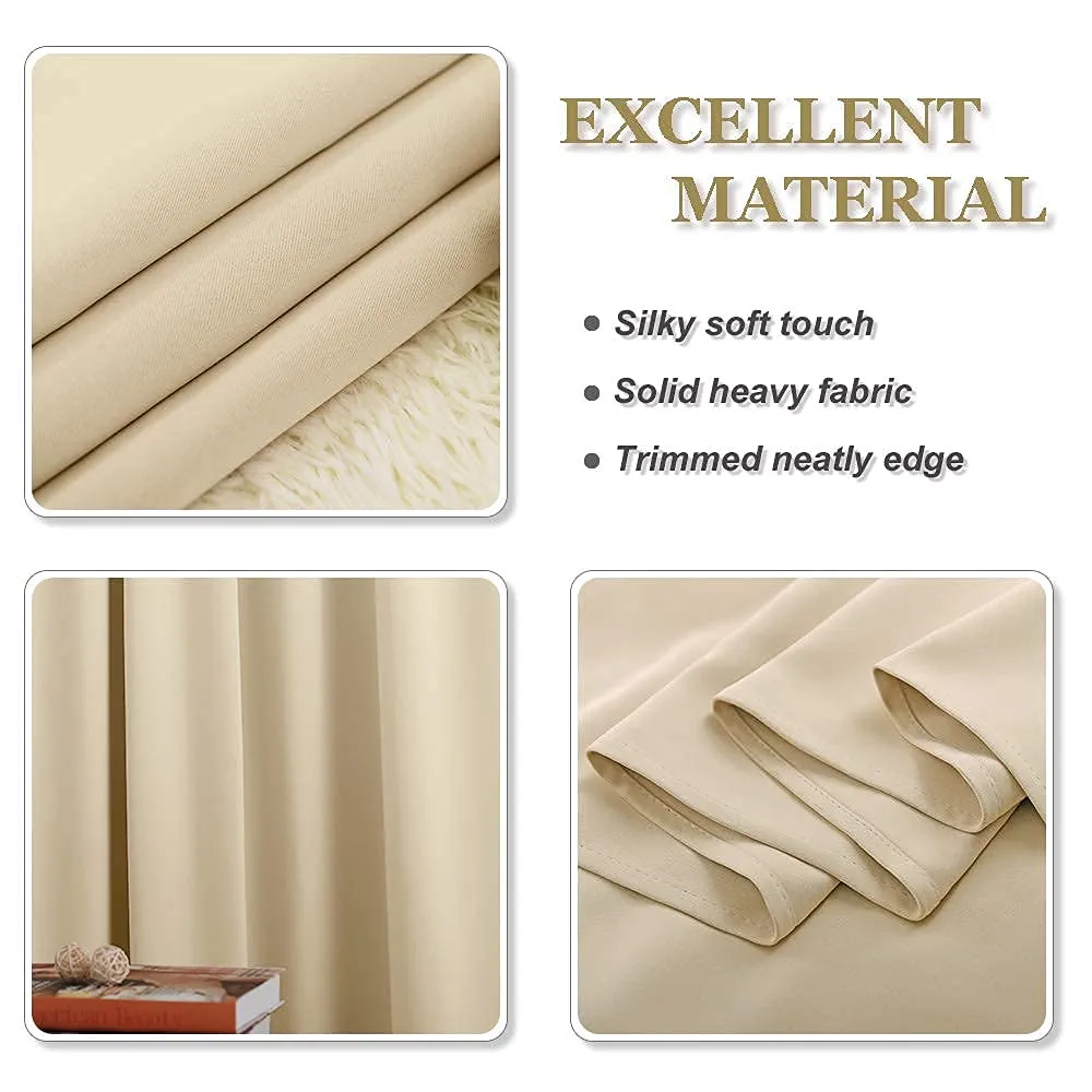 PONY DANCE Tenda Oscurante Termica da Interno con Anelli, 200 x 260 cm, Beige - immagine 8