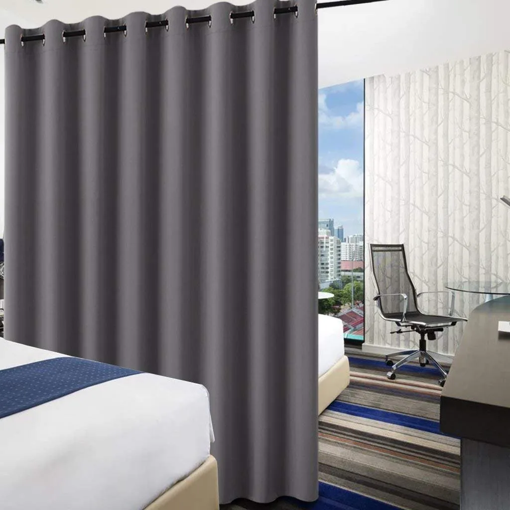 PONY DANCE Tenda Oscurante Termica Isolante Separa Ambienti con Anelli, 457L x 243A cm, Grigio - immagine 3