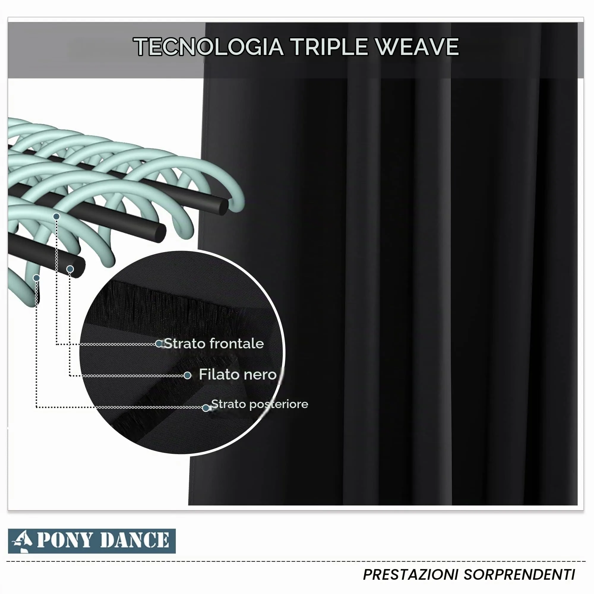 PONY DANCE Tenda Oscurante Termica Isolante, Nero, 140 x 260 cm, 1 Pannello - immagine 6