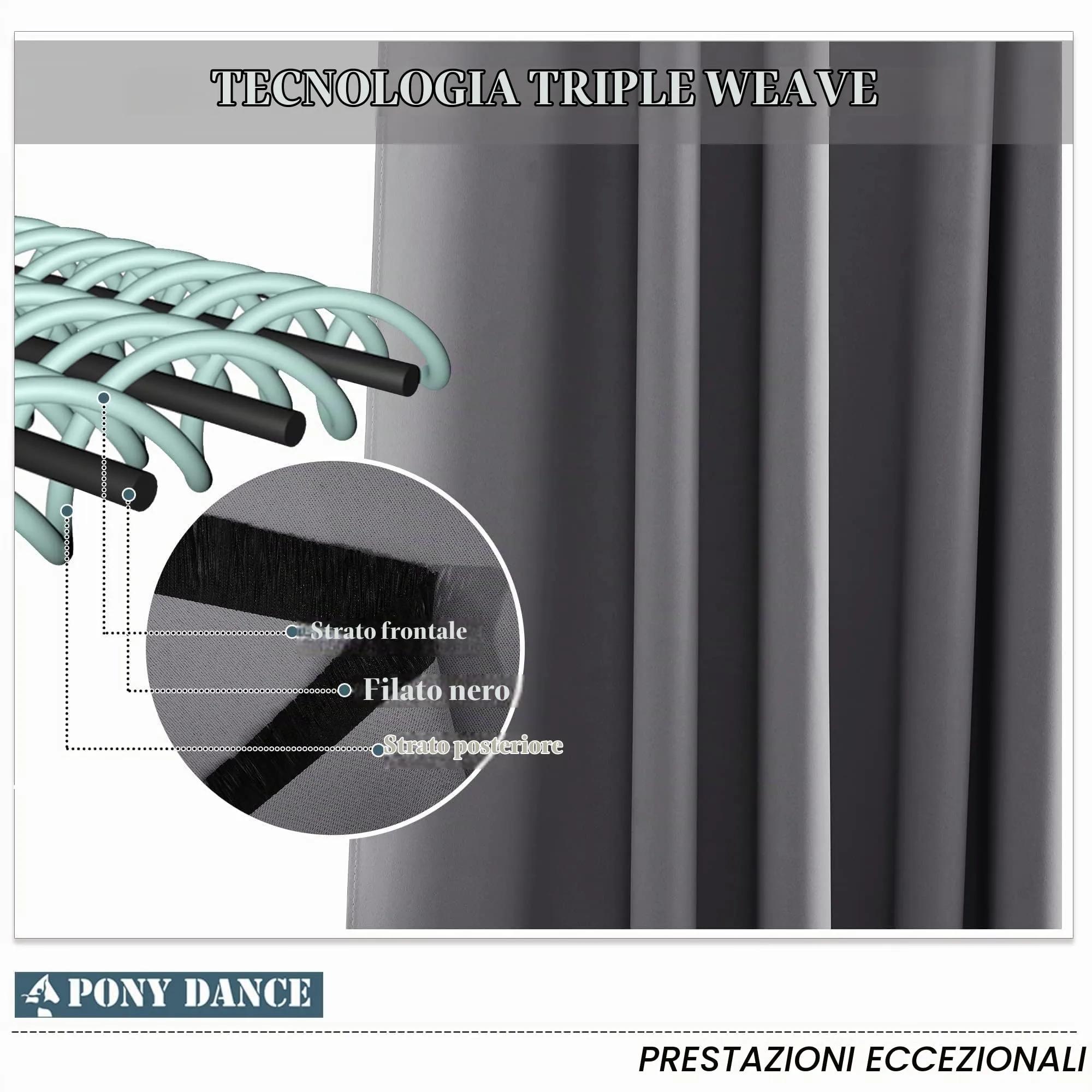 PONY DANCE Tenda Oscurante da Interno, 1 Pezzo, 140 x 240 cm, Grigio - immagine 6