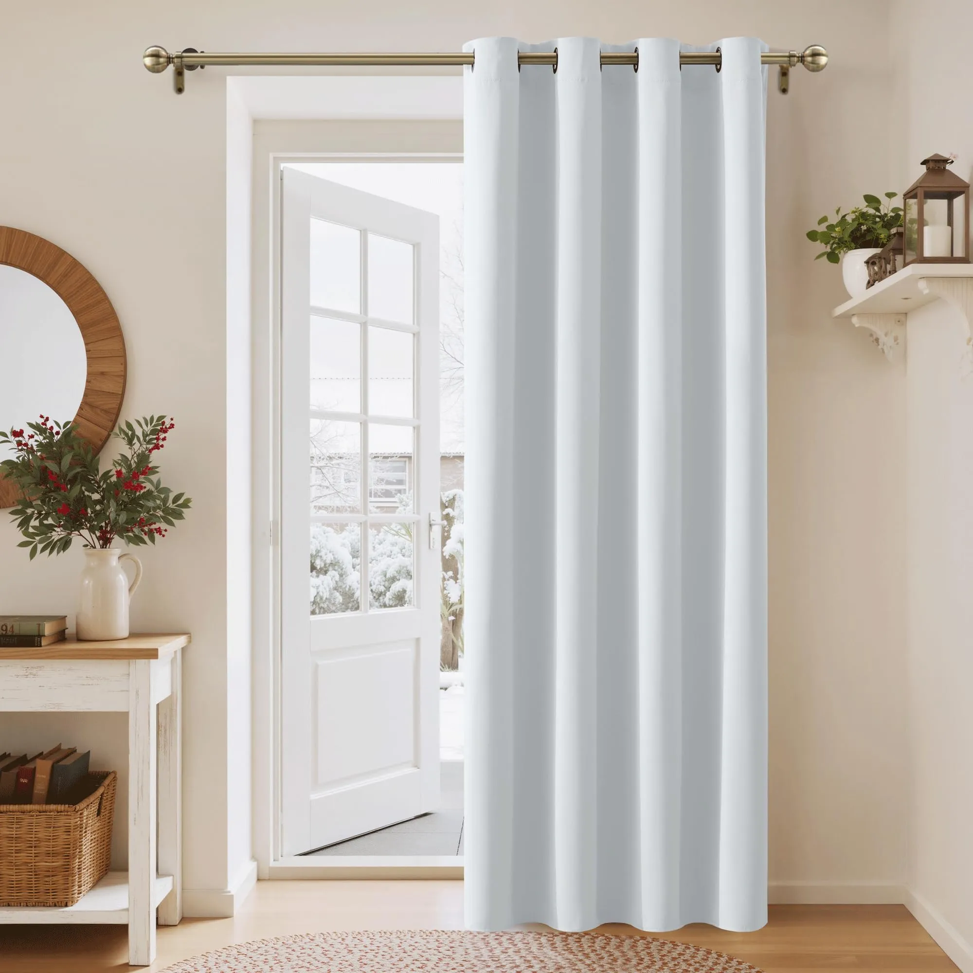 PONY DANCE Tenda Oscurante Termica Isolante, 140L x 240A cm (1 Pannello), Bianco Grigiastro - immagine 4