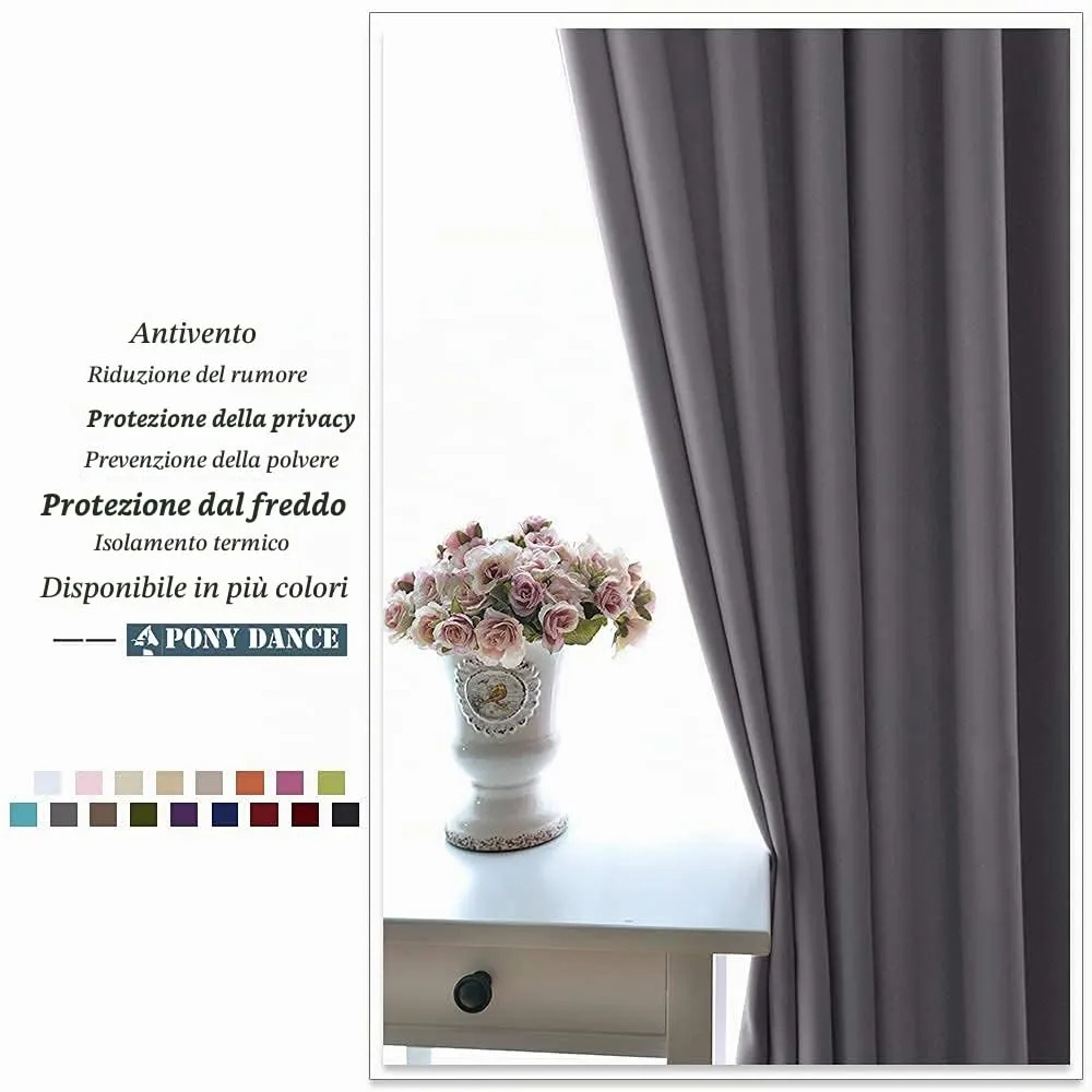 PONY DANCE Tende Oscuranti Termiche con Occhielli, 140 x 180 cm, Grigio - immagine 8