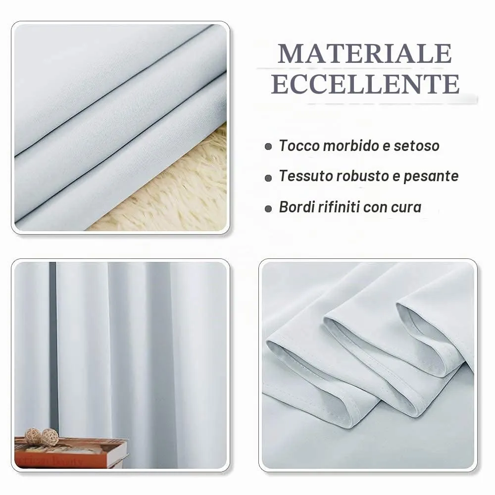 PONY DANCE Tenda Oscurante Termica Isolante 140x180 cm, Bianco Grigiastro - immagine 8