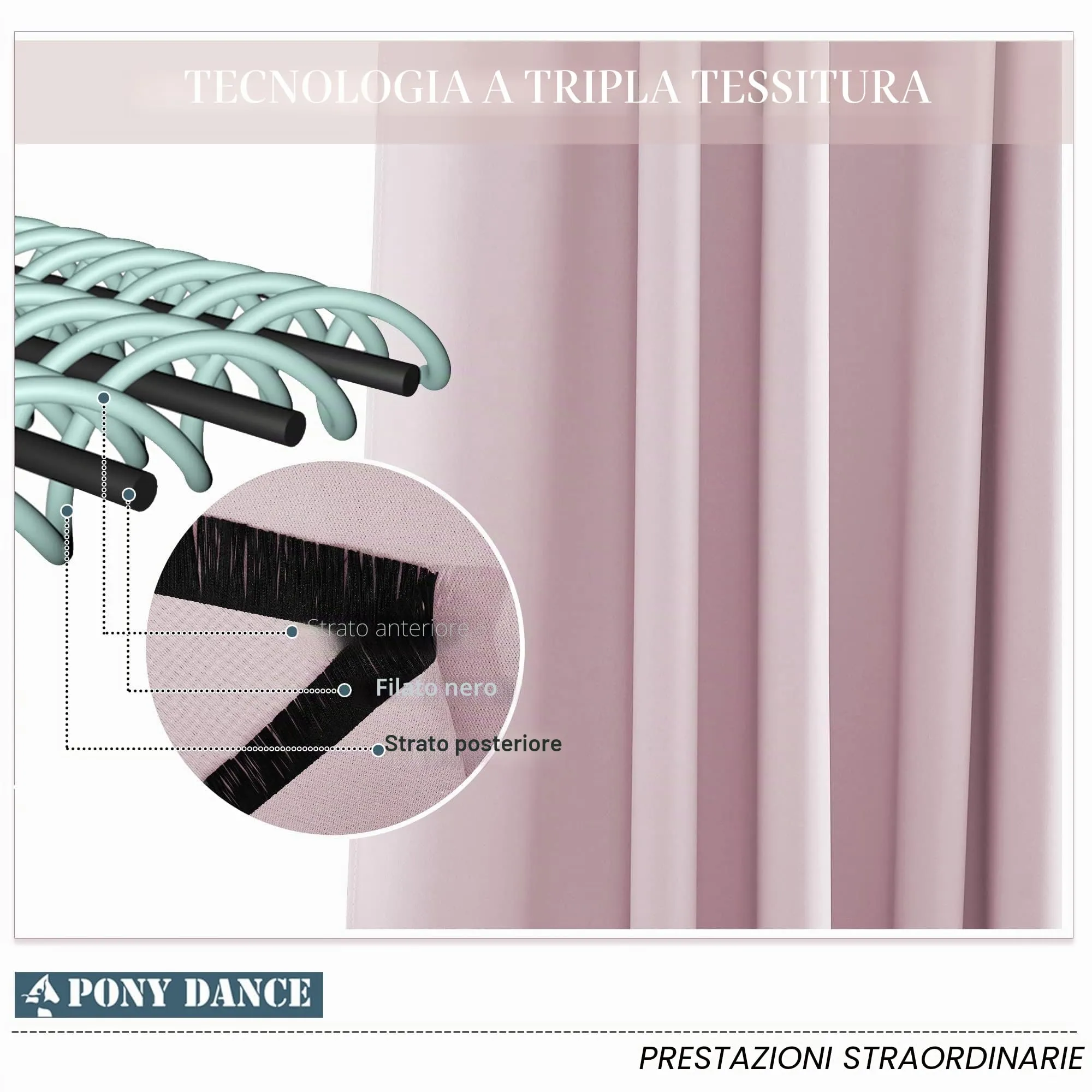 PONY DANCE Tenda Oscurante Termica da Interno per Bambini, Rosa Chiaro, 140 x 180 cm (1 Pannello) - immagine 5