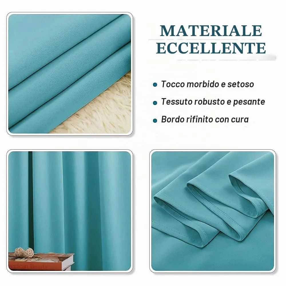 PONY DANCE Tende Oscuranti Termiche per Camera da Letto, Blu Chiaro, 140 x 180 cm, 1 Pannello - immagine 7