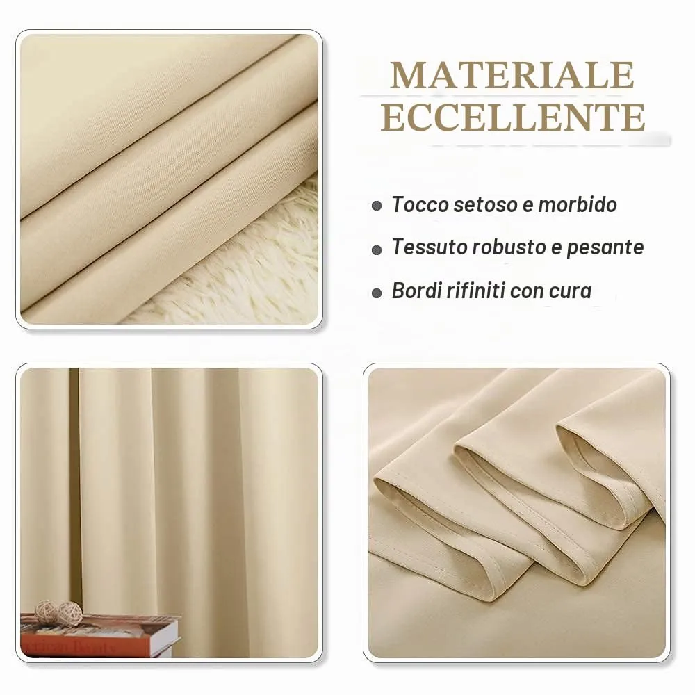 PONY DANCE Tenda Oscurante Termica da Interno per Soggiorno, Beige, 140 x 180 cm (1 Pannello) - immagine 8