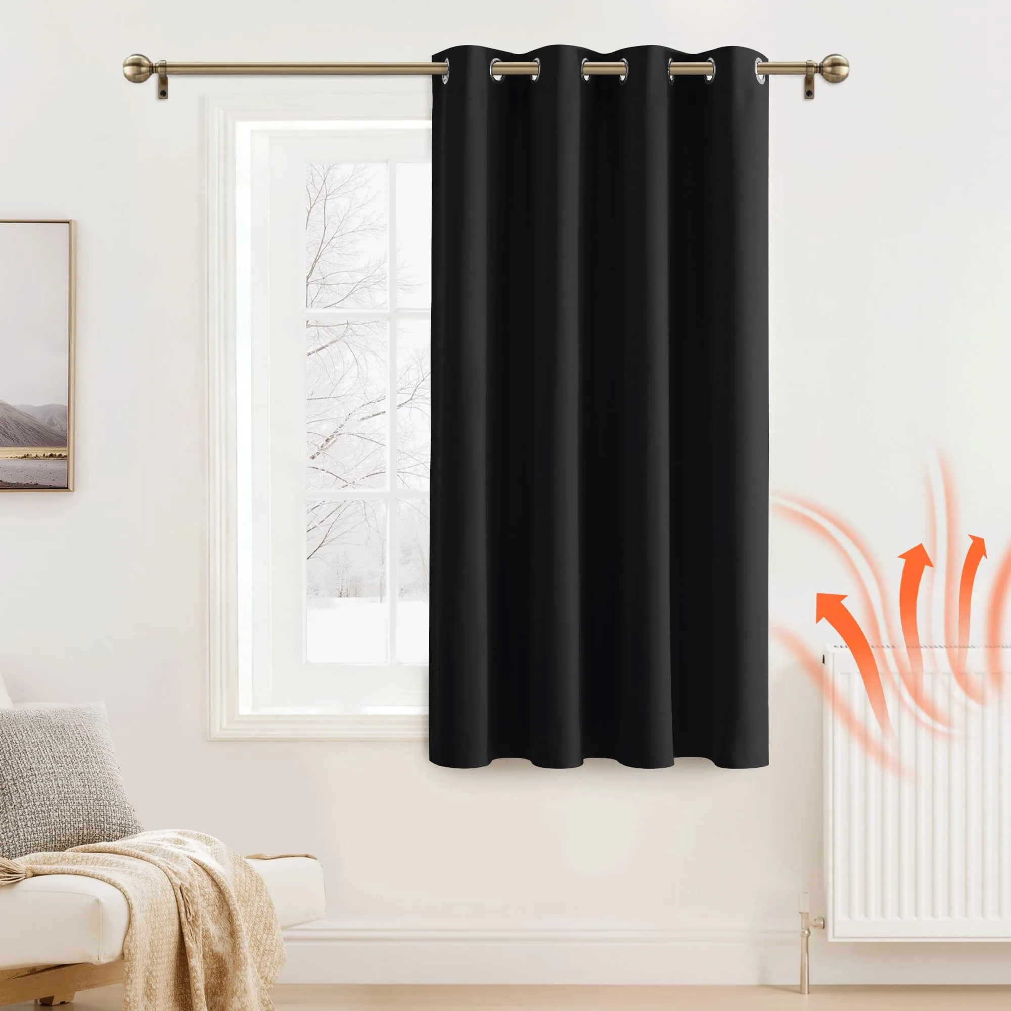 PONY DANCE Tenda Corta Oscurante Termica da Interno, Nero, 132 x 158 cm (1 Pannello) - immagine 2