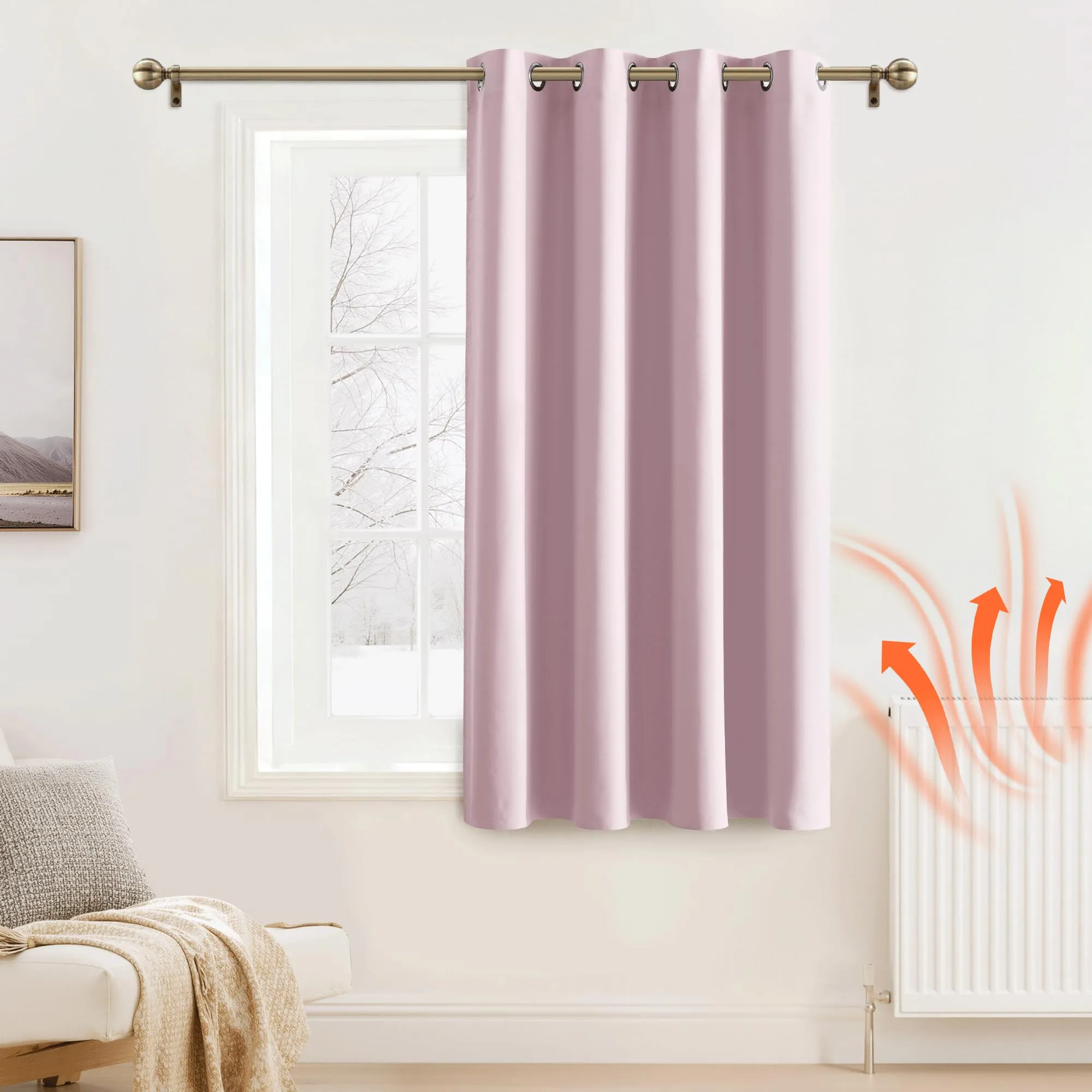 PONY DANCE Tenda Corta Oscurante Termica per Cameretta, 132 x 158 cm, Rosa Chiaro - immagine 2
