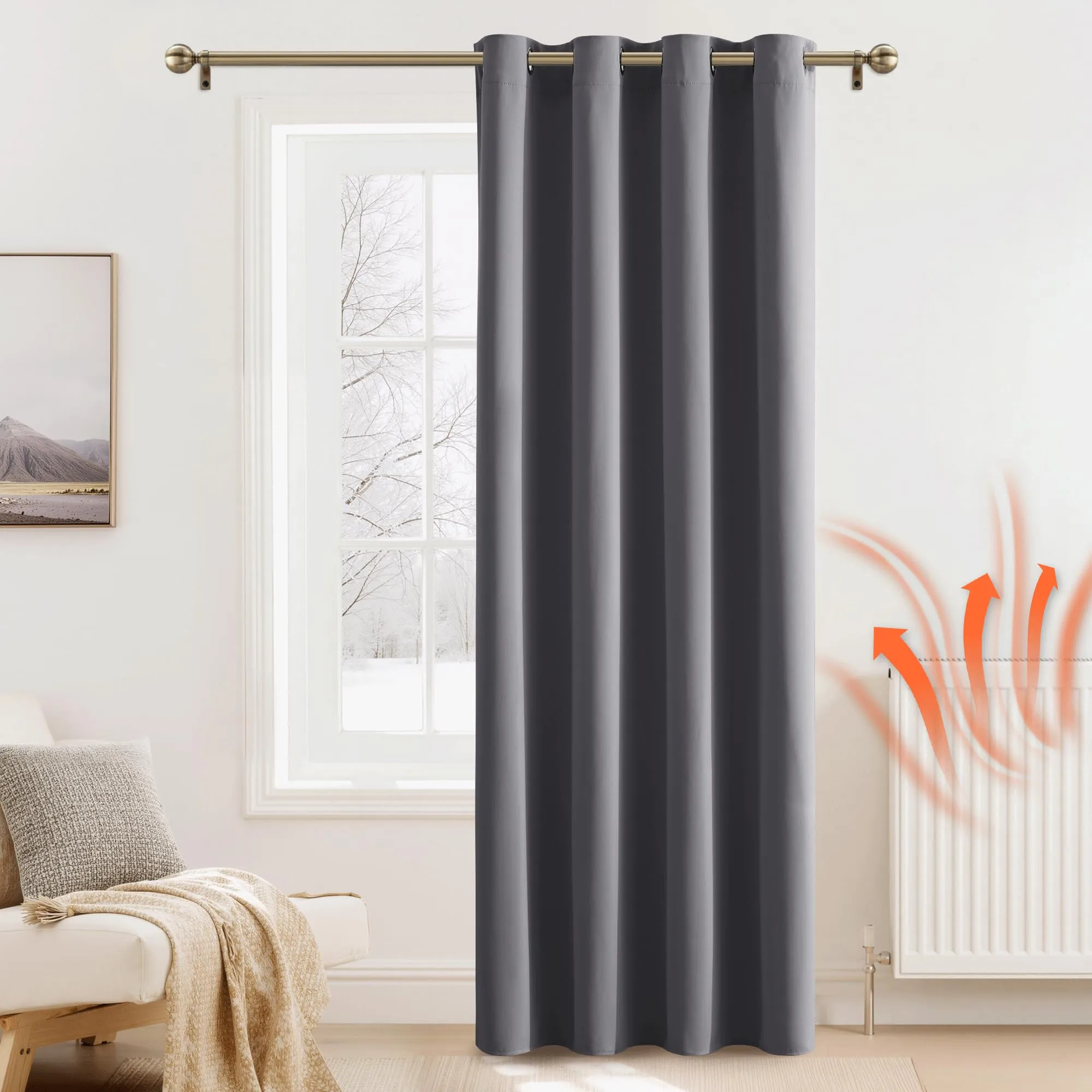 PONY DANCE Tenda Oscurante Termica da Interno, 132 x 210 cm, Grigio - immagine 2
