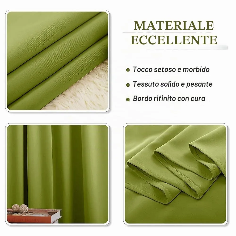 PONY DANCE Tenda Oscurante Termica Isolante 132x210 cm, Verde - immagine 7