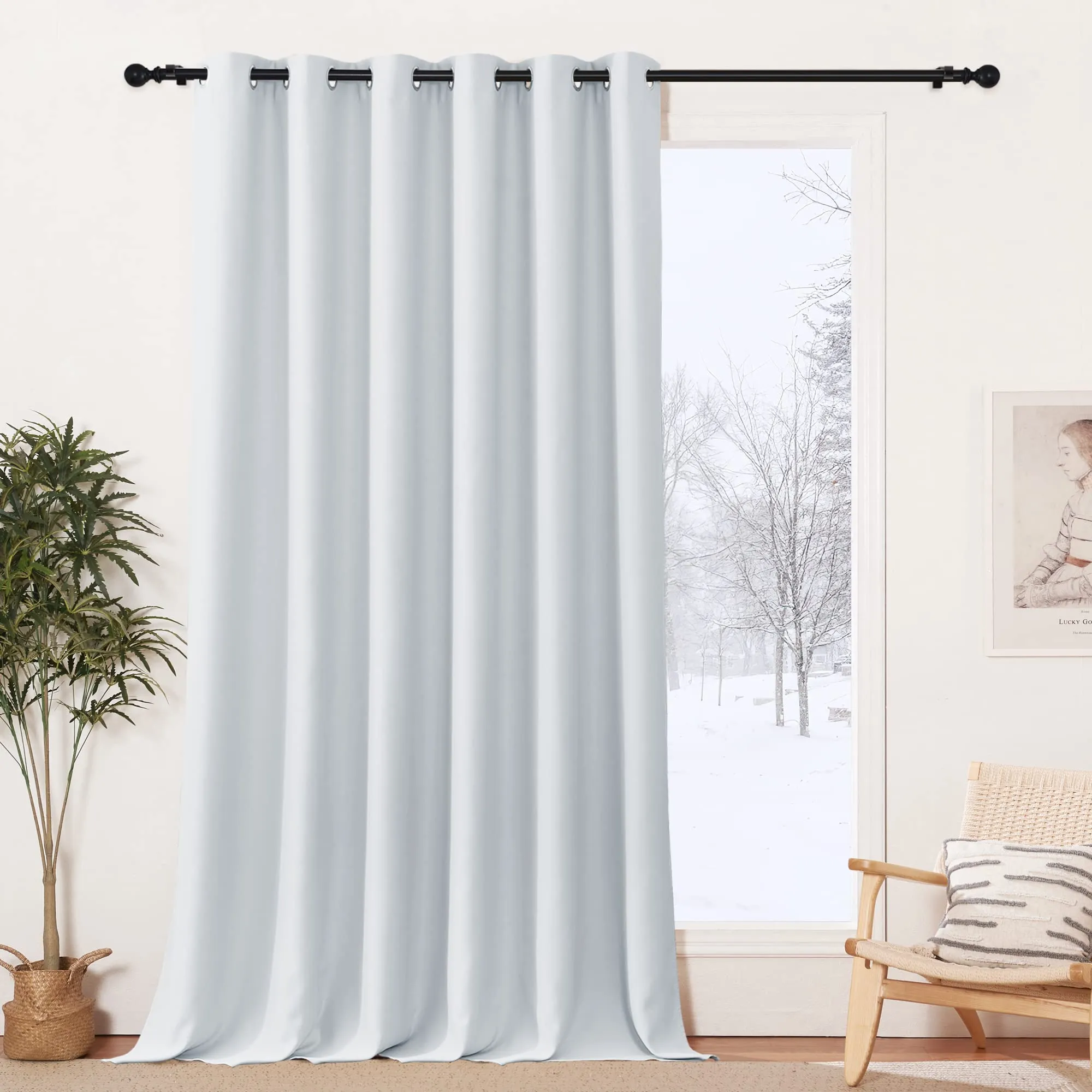PONY DANCE Tende Oscuranti Termiche da Interno con Anelli, Bianco Grigiastro, 200L x 245A cm (1 Pannello) - immagine 1