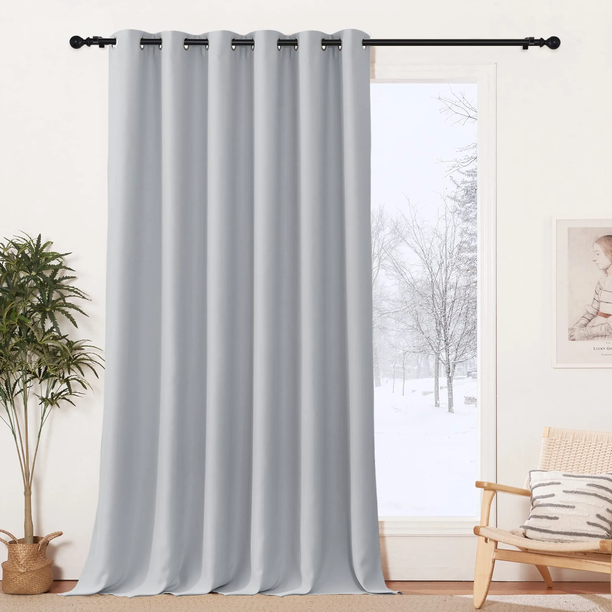 PONY DANCE Tende Oscuranti Termiche da Interno con Anelli, Grigio Chiaro, 200x245 cm, 1 Pannello - immagine 1