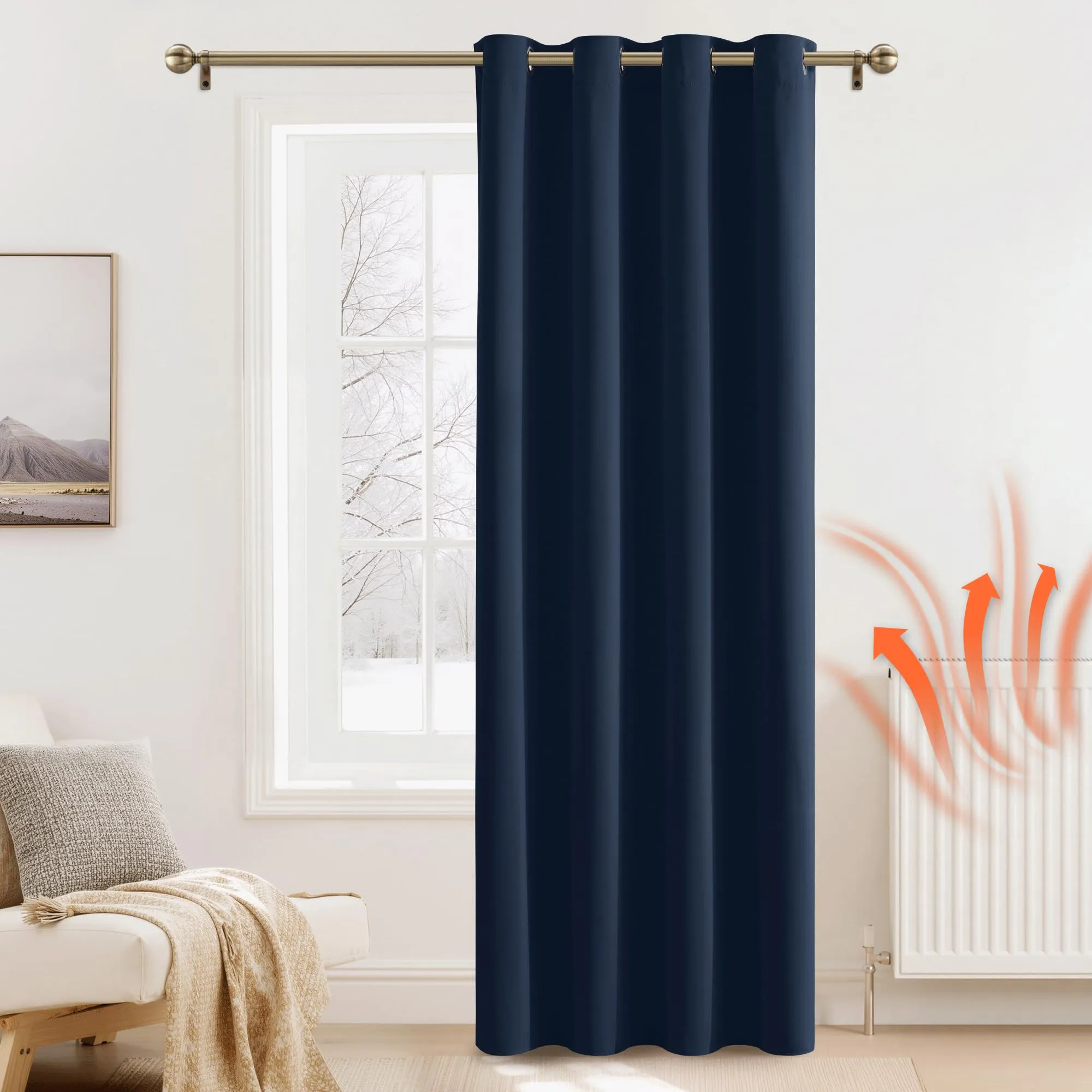 PONY DANCE Tenda Oscurante Termica Isolante da Interno, 132 x 210 cm, Blu Scuro - immagine 2