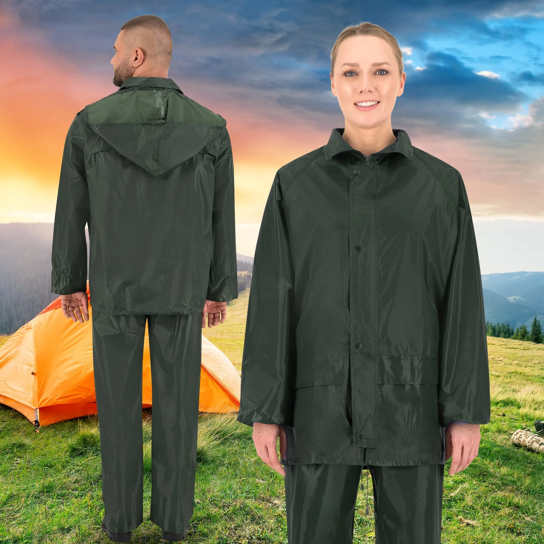 BWOLF Himalaya Tuta Antipioggia Giacca e Pantaloni Verde scuro M - immagine 5