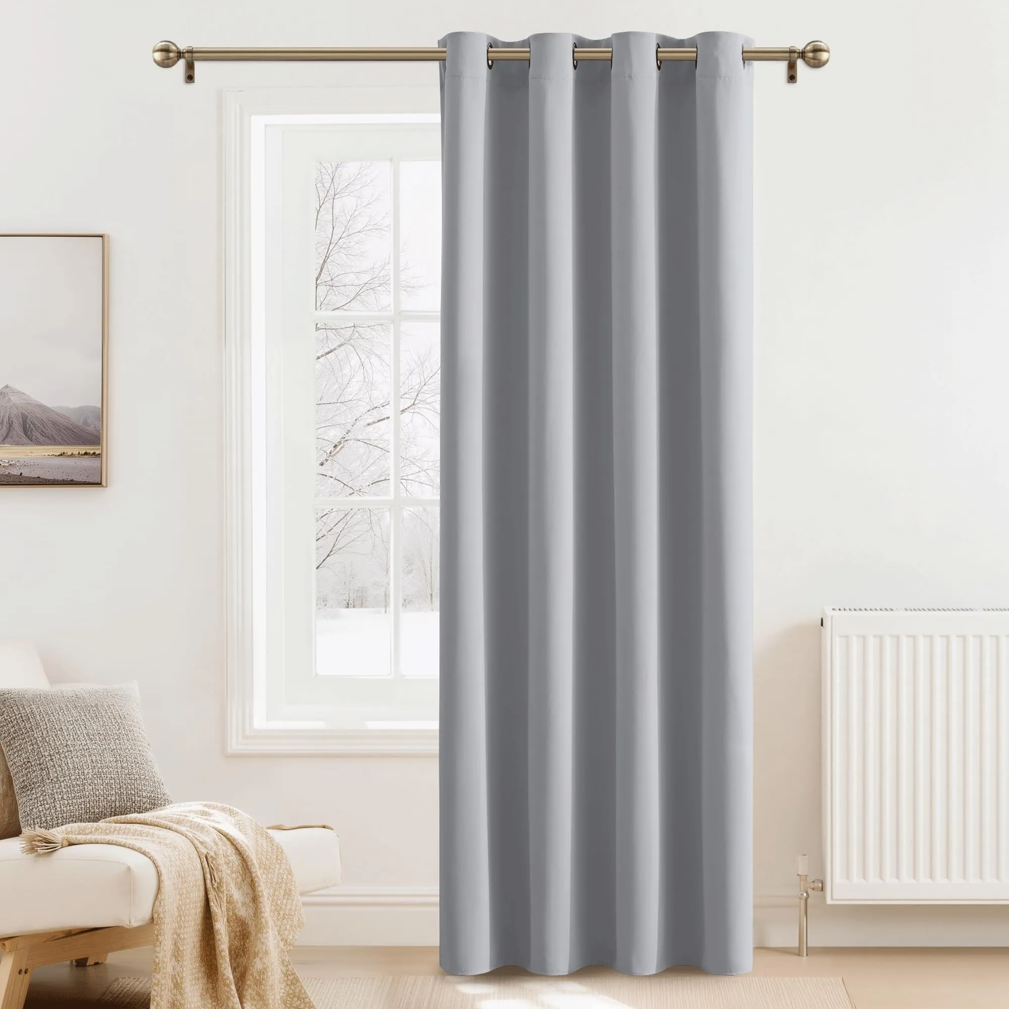 PONY DANCE Tende Oscuranti Termiche Isolanti, 140x240 cm, 1 Pannello, Grigio Chiaro - immagine 1