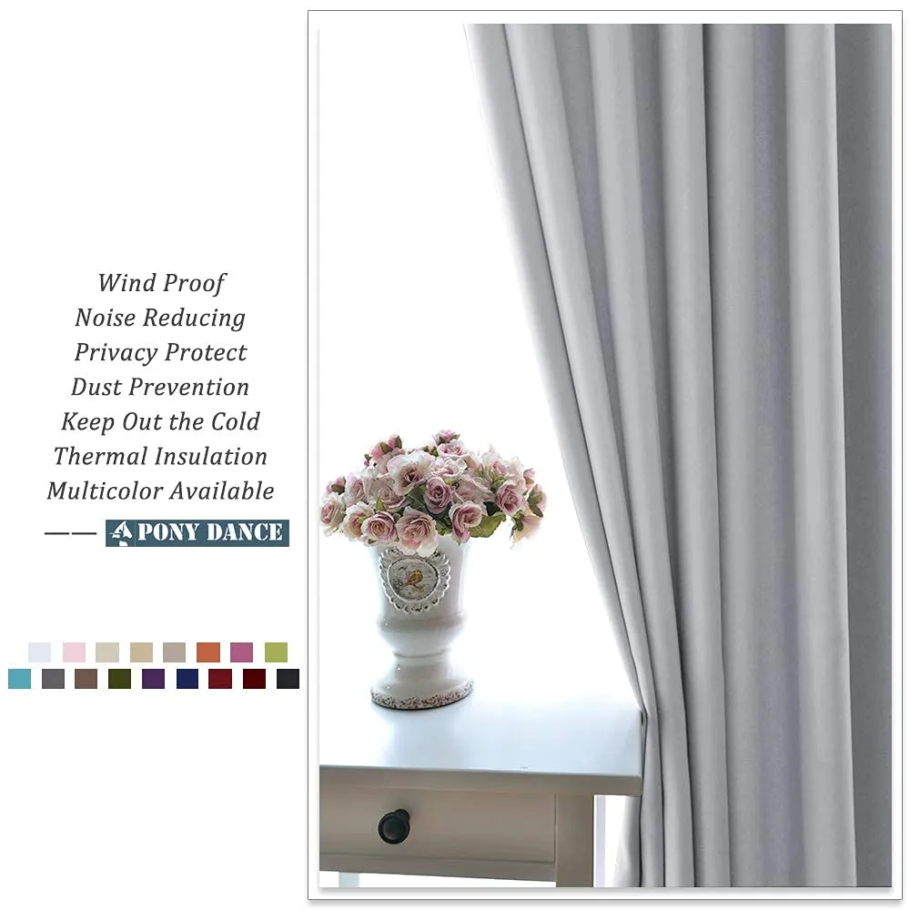 PONY DANCE Tende Corte Oscuranti Termiche Isolanti per Interni, Grigio Chiaro, 132L x 137A cm (1 Pannello) - immagine 8