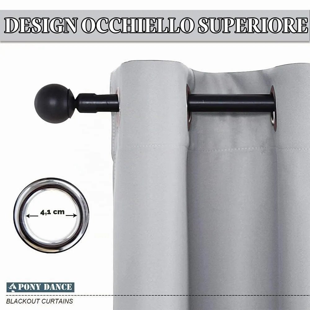 PONY DANCE Tenda Oscurante Termica da Interno per Camera da Letto, Grigio Chiaro, 140x180 cm - immagine 6