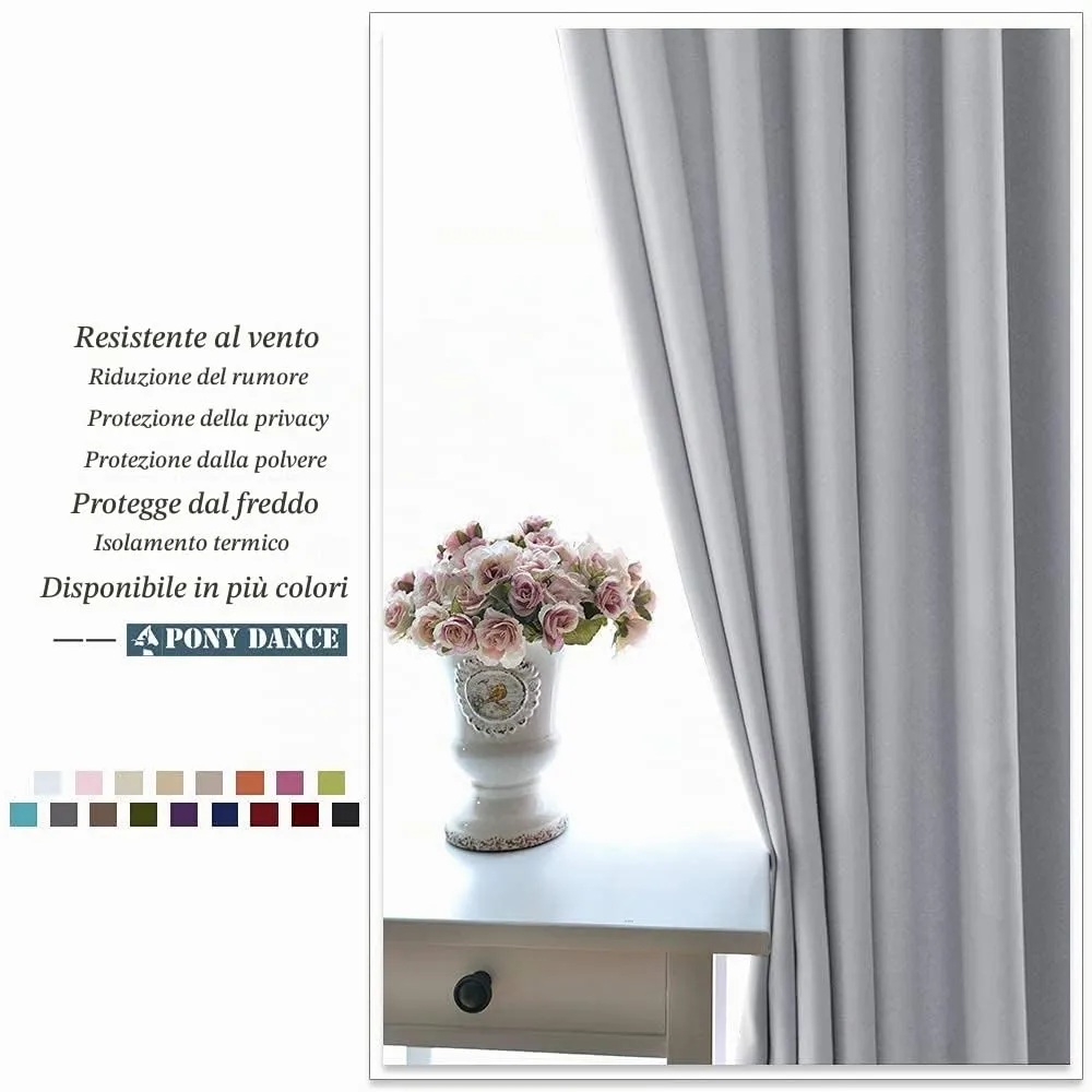 PONY DANCE Tenda Oscurante Termica da Interno per Camera da Letto, Grigio Chiaro, 140x180 cm - immagine 8
