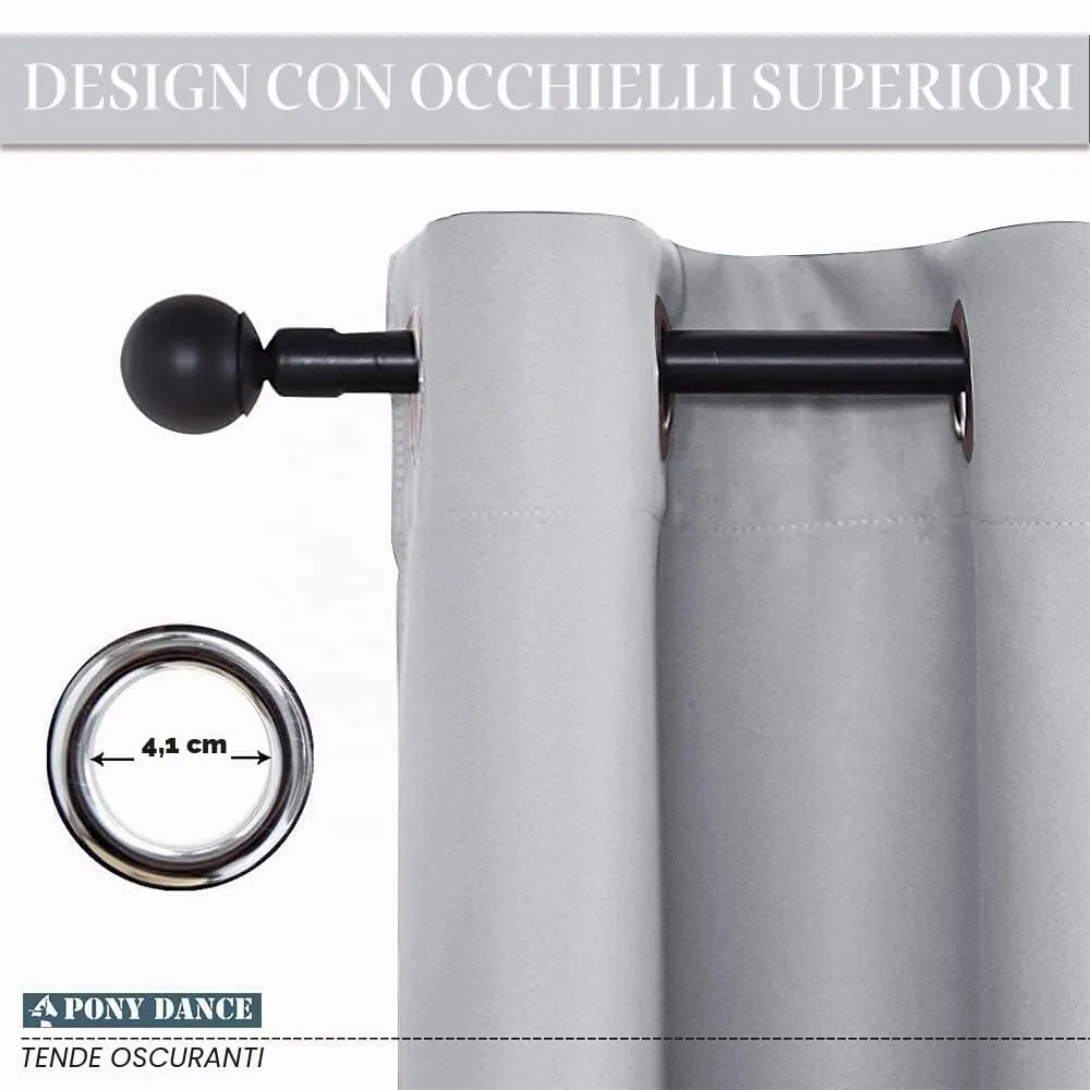 PONY DANCE Tenda Oscurante Termica Isolante, 132L x 210A cm, Grigio Chiaro - immagine 7