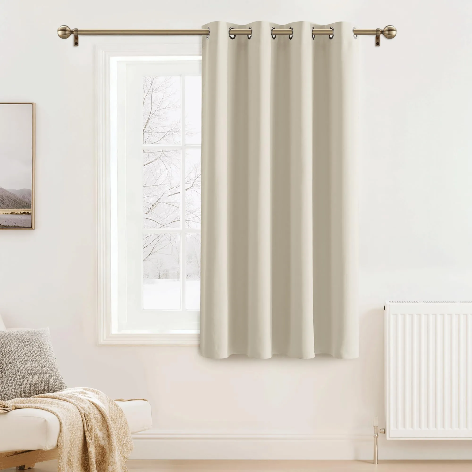 PONY DANCE Tende Oscuranti per Interni con Anelli, 1 Pezzo, 132 x 137 cm, Beige Chiaro - immagine 1