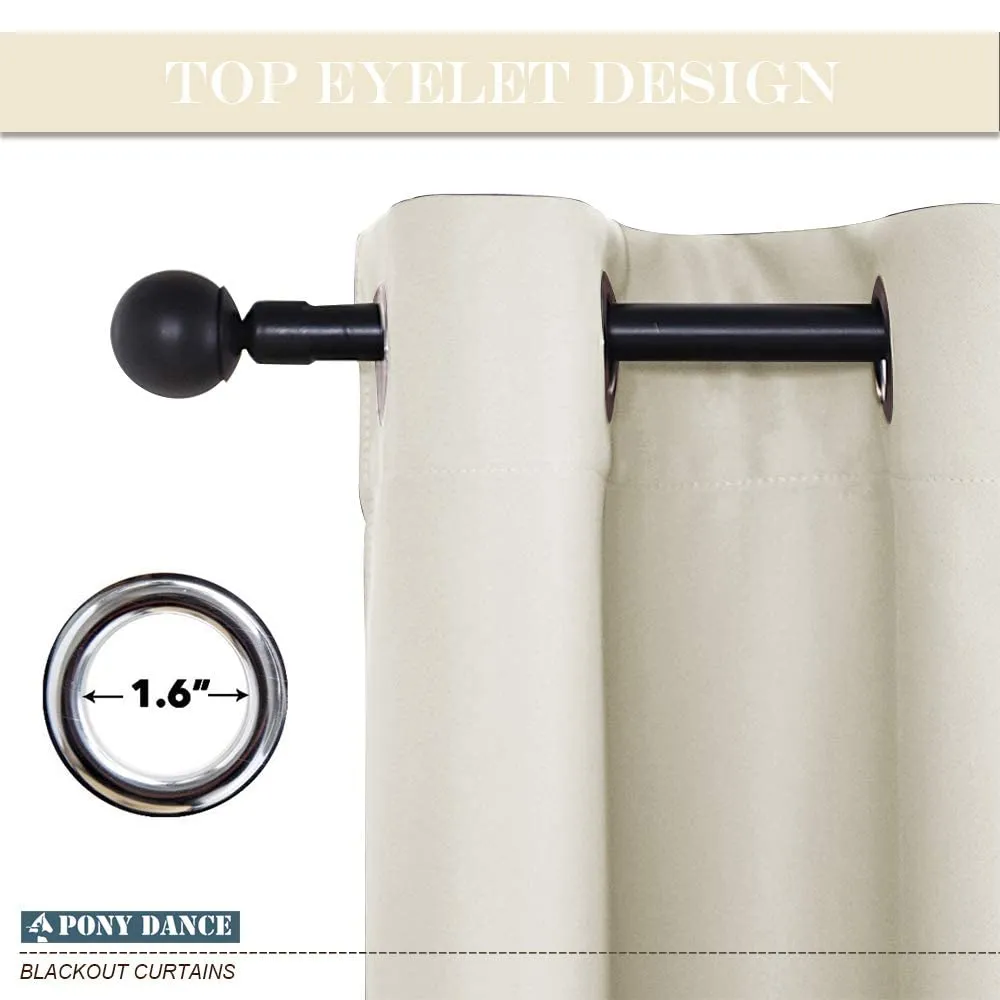 PONY DANCE Tende Oscuranti per Interni con Anelli, 1 Pezzo, 132 x 137 cm, Beige Chiaro - immagine 7