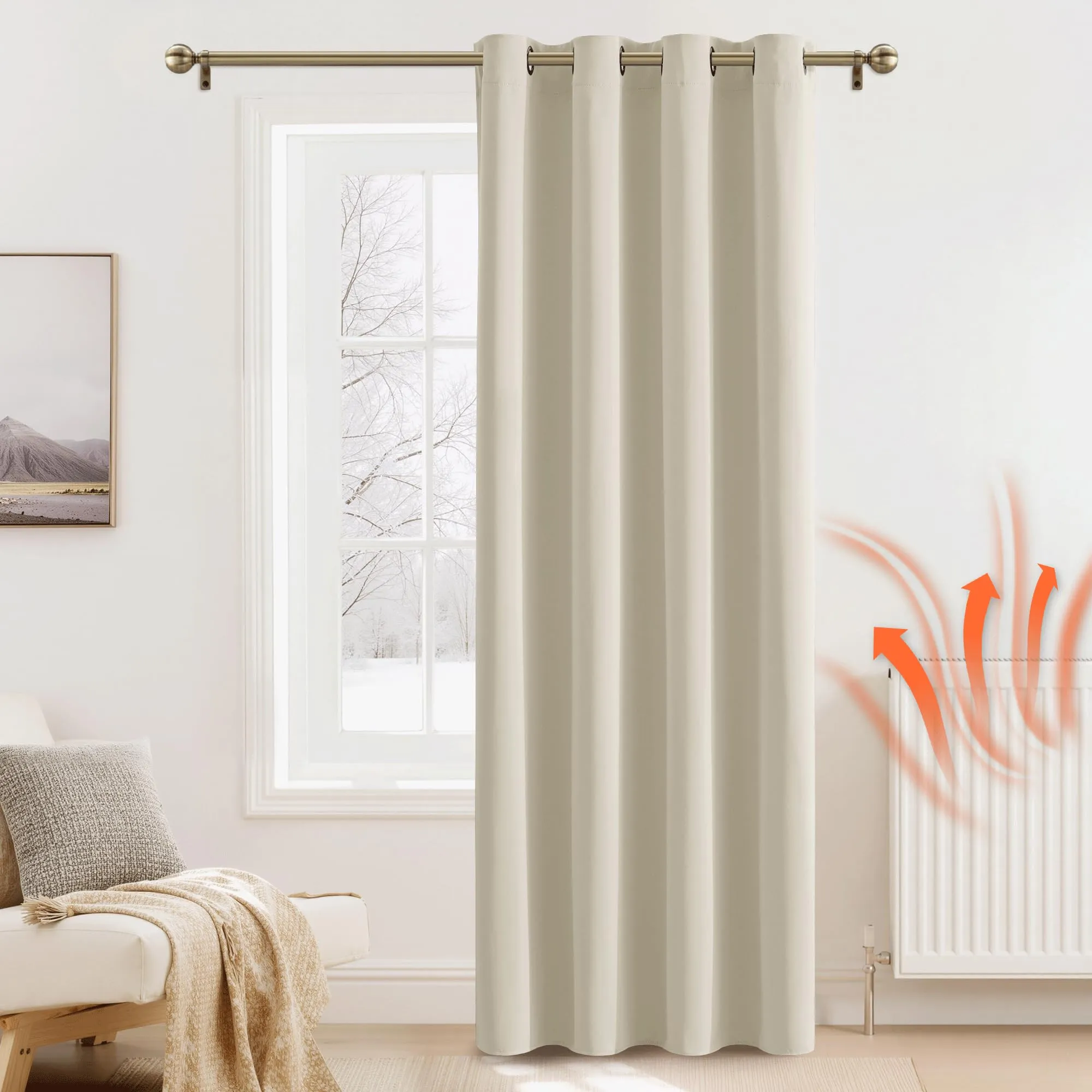 PONY DANCE Tenda Oscurante Termica da Interno, 140 x 240 cm, Beige Chiaro - immagine 2