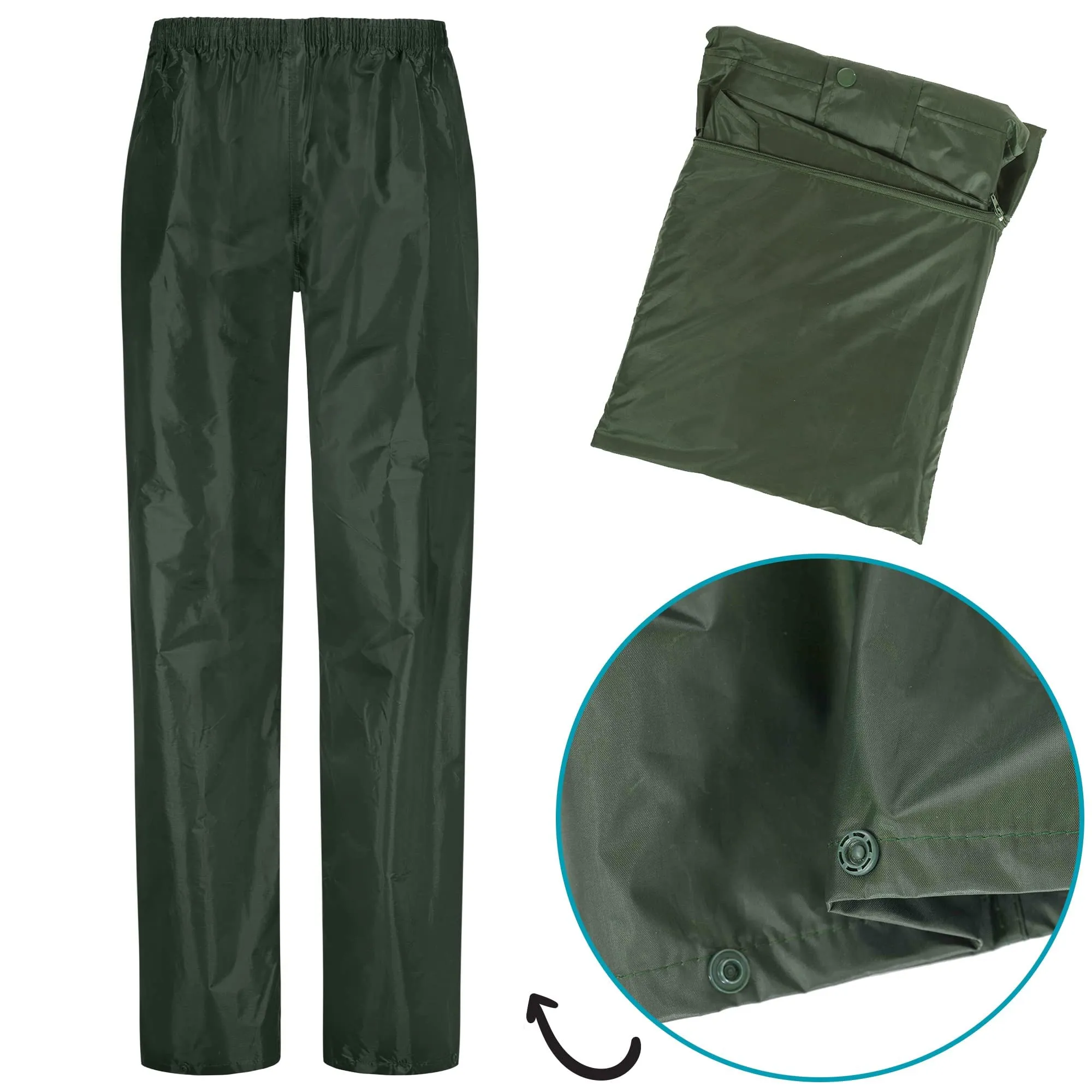 BWOLF Himalaya Giacca e Pantaloni Impermeabili Unisex per Moto, Verde Scuro, S - immagine 4