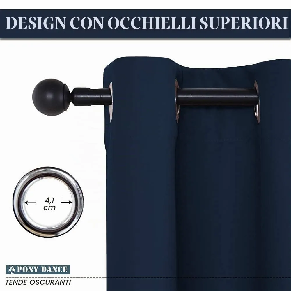 Pony Dance Tenda Oscurante Termica da Interno per Cameretta, 140x180 cm, Blu Scuro - immagine 6