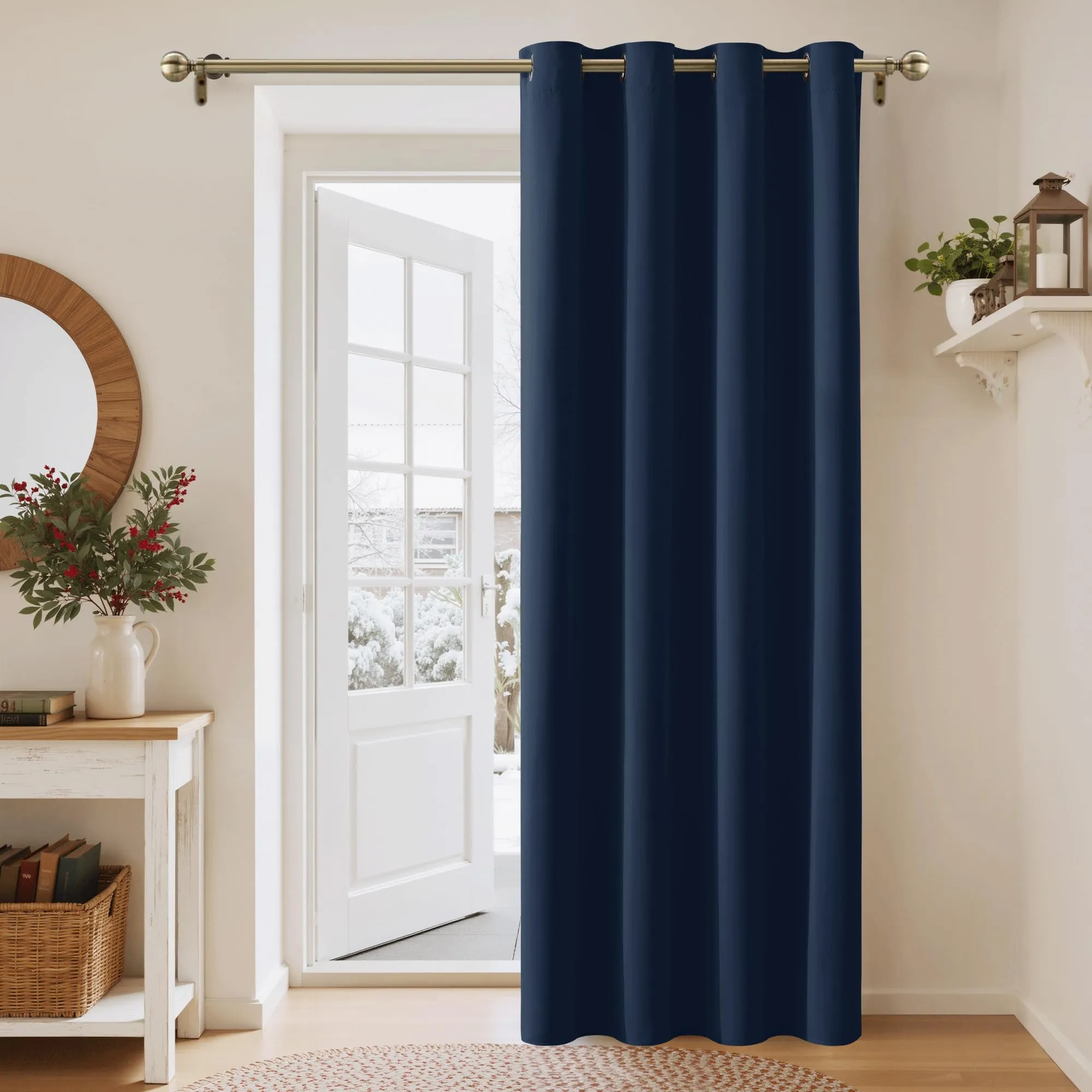 PONY DANCE Tende Oscuranti Termiche Isolanti per Interni con Anelli, 140 x 260 cm, Blu Scuro - immagine 4