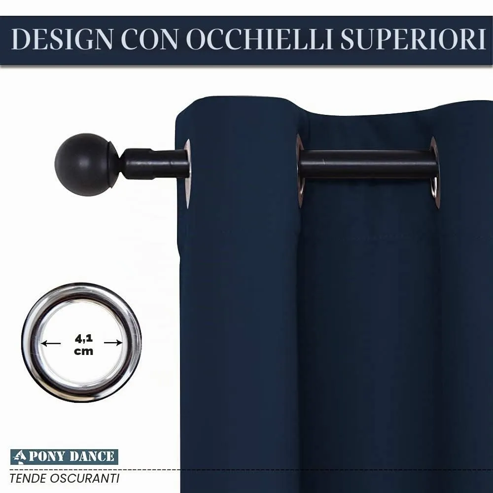 PONY DANCE Tenda Corta Oscurante Termica Isolante, 132 x 158 cm, Blu Scuro - immagine 6