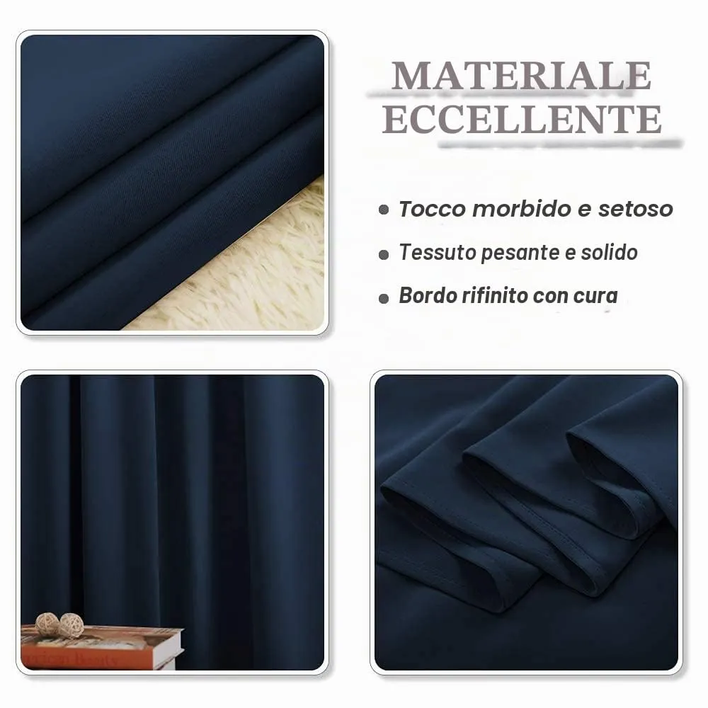 PONY DANCE Tenda Corta Oscurante Termica Isolante, 132 x 158 cm, Blu Scuro - immagine 7