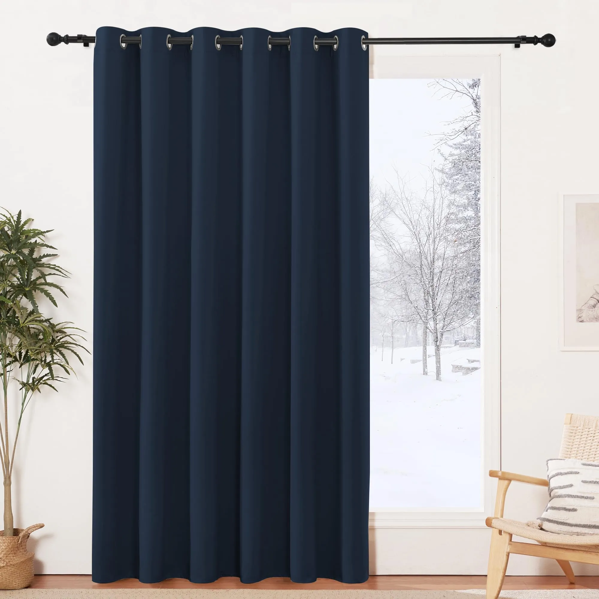 PONY DANCE Tende Oscuranti Termiche Isolanti per Camera da Letto, 200L x 210A cm (1 Pannello), Blu Scuro - immagine 1