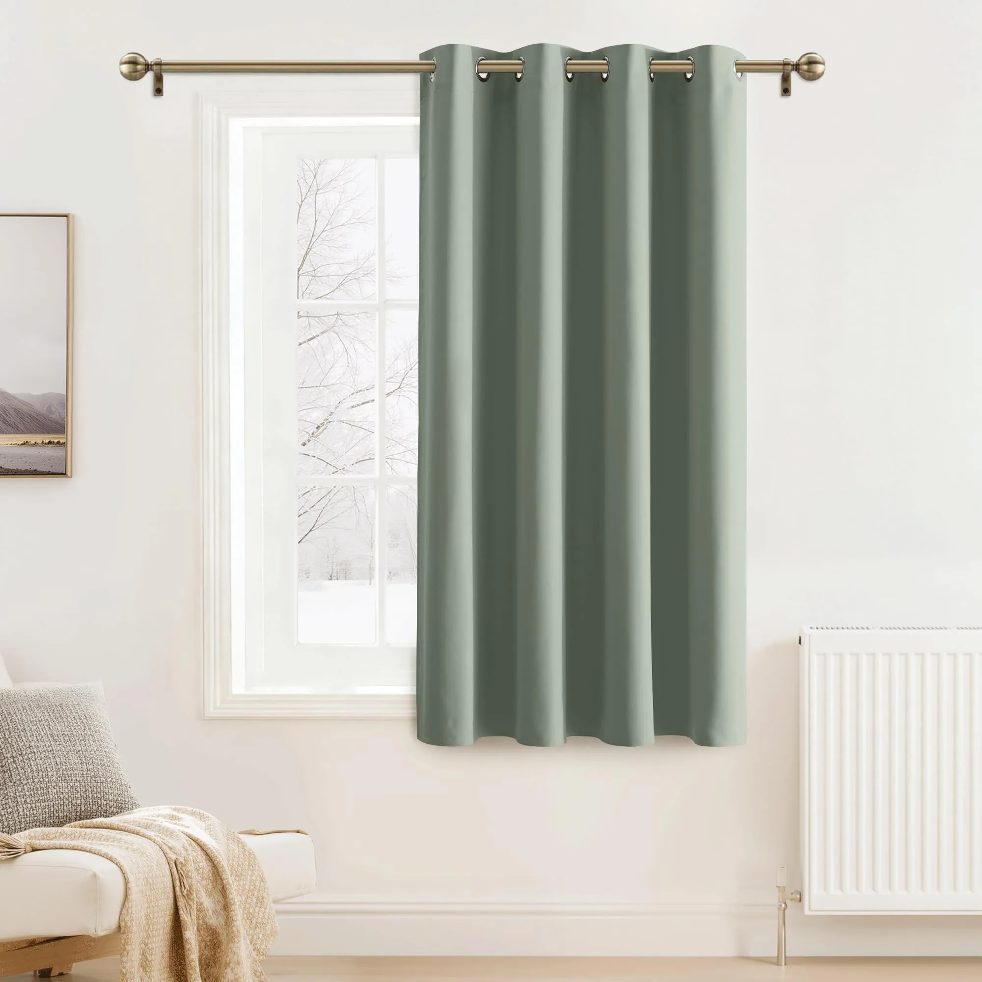 Pony Dance Tenda per finestra, Oscurante con Occhielli e Isolamento Termico, 132 x 90 cm, Salvia Verde, 1 Pezzo - immagine 1