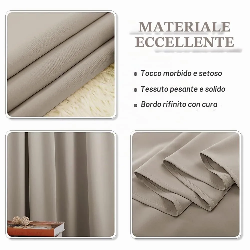 PONY DANCE Tenda Oscurante Termica da Interno per Camera da Letto, 132 x 210 cm, Sabbia - immagine 8