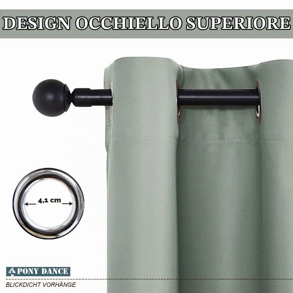 PONY DANCE Tenda Oscurante Termica per Camera da Letto, 200 x 210 cm, Verde Salvia - immagine 6