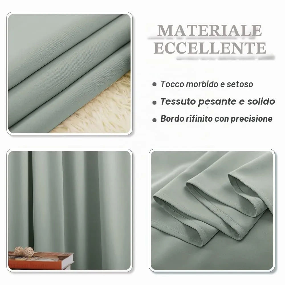 PONY DANCE Tenda Oscurante Termica per Camera da Letto, 200 x 210 cm, Verde Salvia - immagine 7