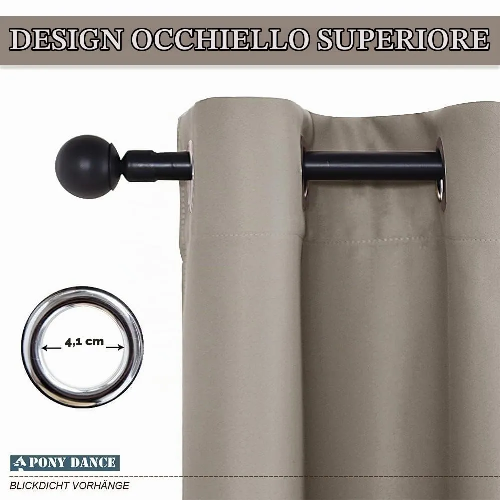 PONY DANCE Tende Oscuranti Termiche Isolanti per Interni con Anelli, 140L x 260A cm, 1 Pannello, Sabbia - immagine 8