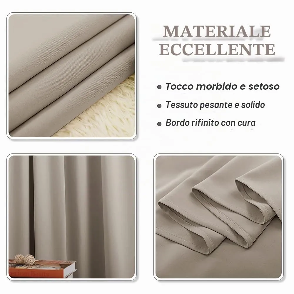PONY DANCE Tende Oscuranti Termiche Isolanti per Interni con Anelli, 140L x 260A cm, 1 Pannello, Sabbia - immagine 9