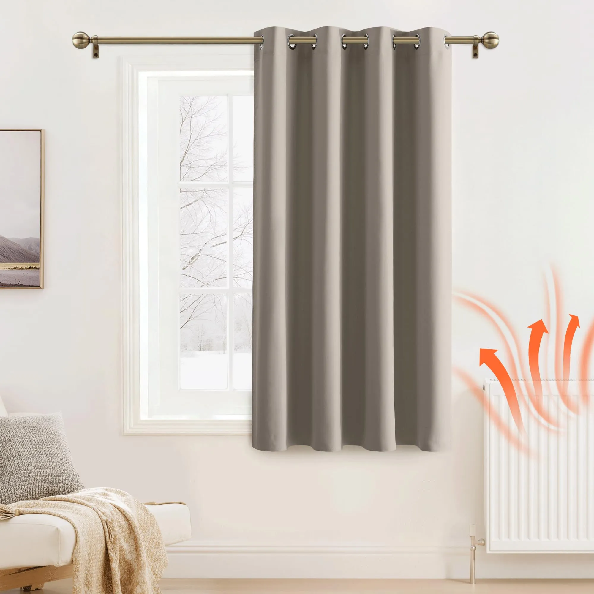 PONY DANCE Tenda Corta Oscurante Termica Isolante 132 x 158 cm, Sabbia - immagine 2