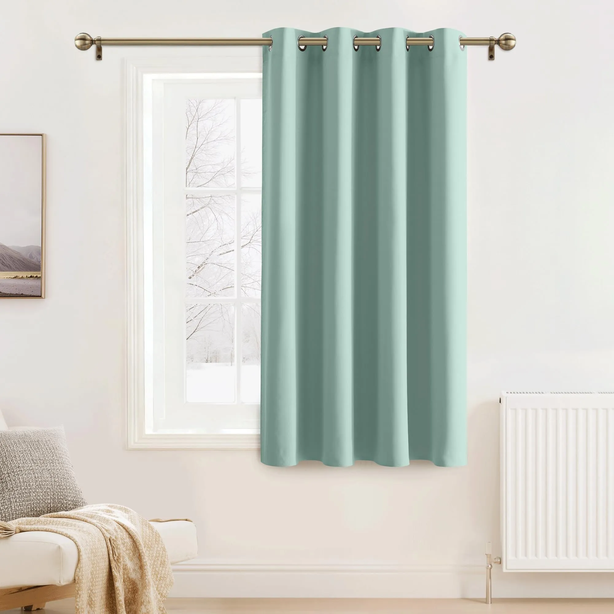 PONY DANCE Tenda Oscurante Termica da Interno per Camera da Letto, 140L x 180A cm, Verde Chiaro - immagine 1