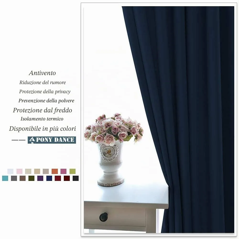 Pony Dance Tenda Corta Oscurante Termica Isolante, 132x90 cm, Blu Scuro - immagine 8