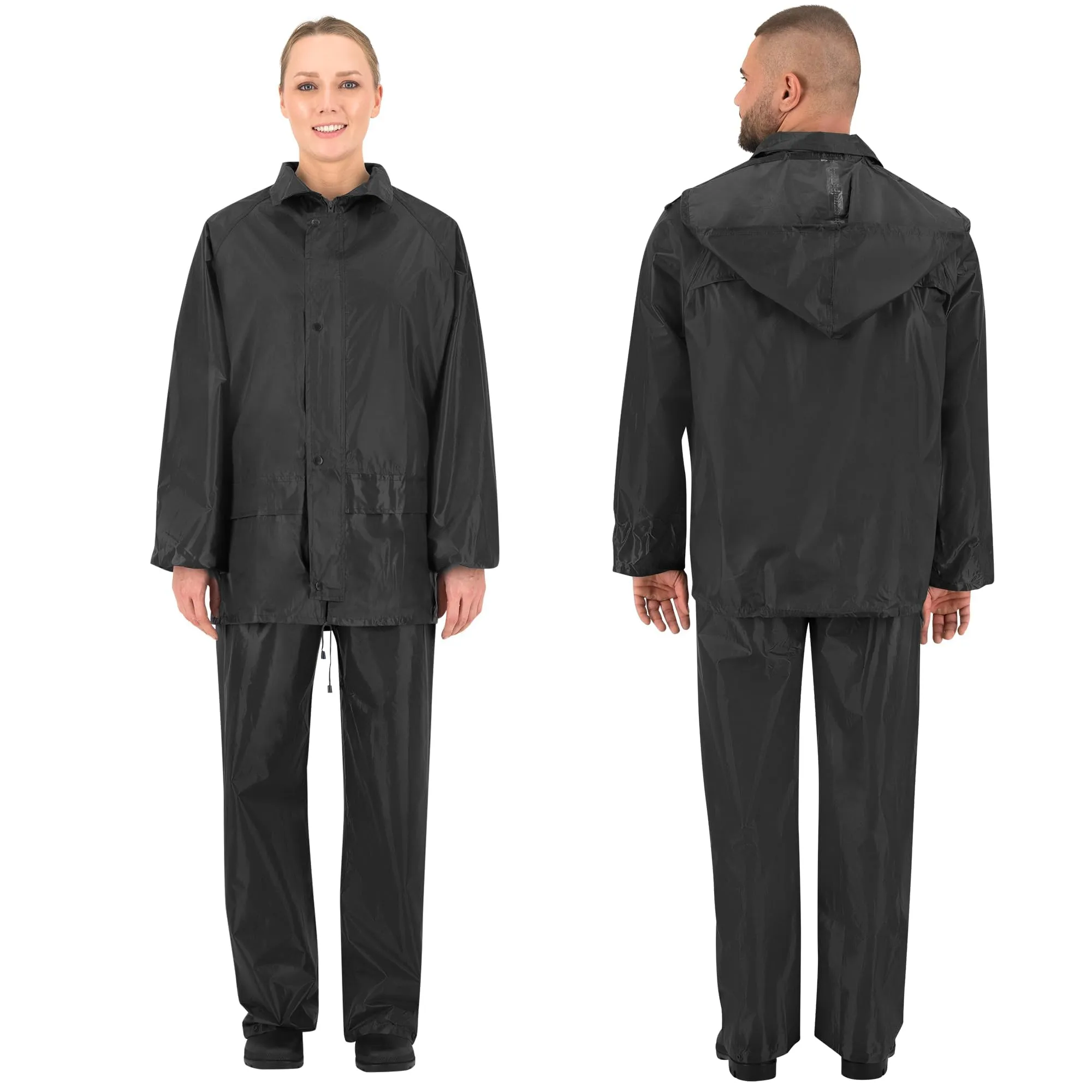 BWOLF Himalaya Tuta Antipioggia da Uomo, Giacca con Cappuccio e Pantaloni, Nero, XXXL - immagine 8