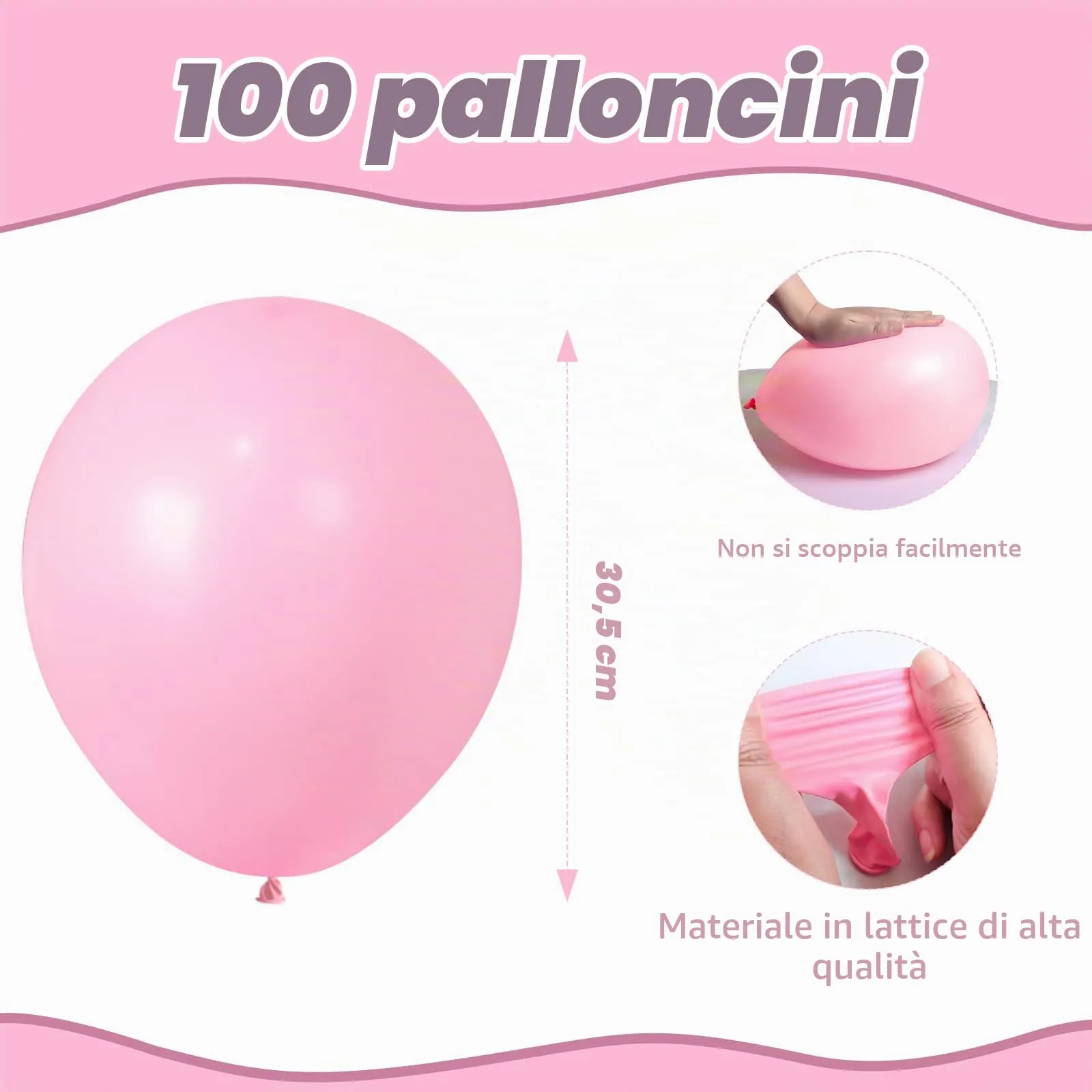 Yehnda Palloncini in Lattice Rosa, 100 Pezzi, 30 cm - immagine 2
