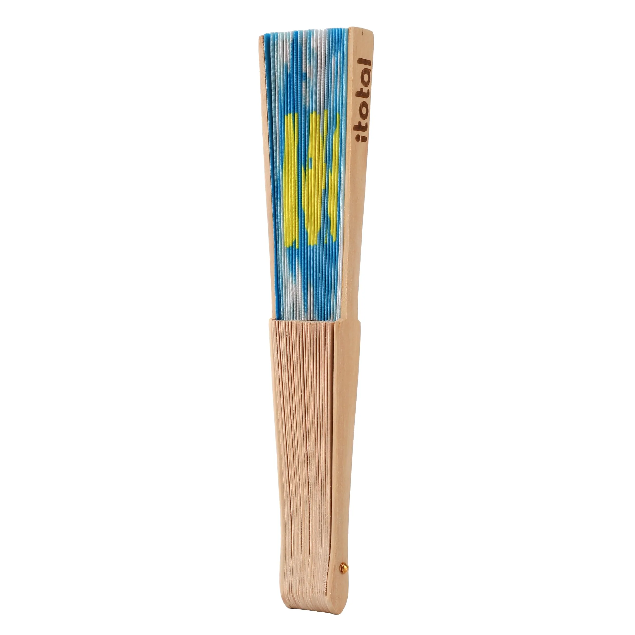 I-TOTAL Ventaglio a Mano in Legno e Tessuto, 42 x 23 cm (Buongiorno) - immagine 3