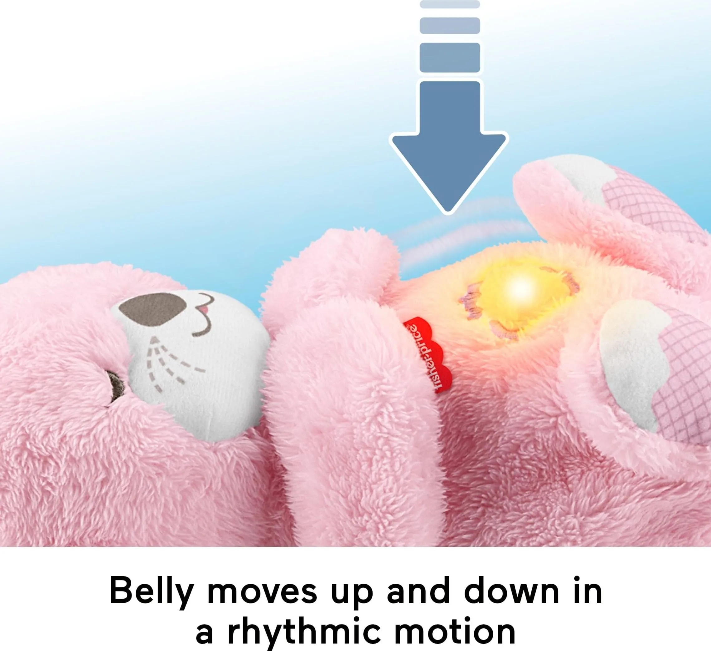 Fisher-Price Lontra Rosa Soffice Relax Peluche Sensoriale con Movimento Respiratorio, Luci e Melodie, JLJ33 - immagine 4