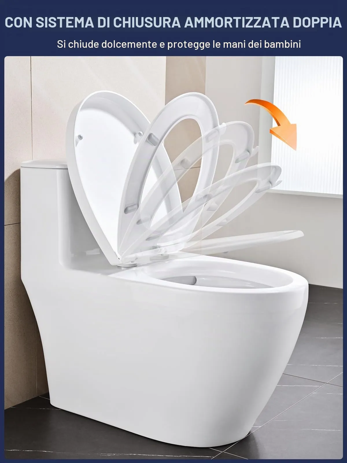 YEAUPE PRO Tavoletta WC Universale Forma O in PP, Chiusura Ammortizzata, Bianco - immagine 4
