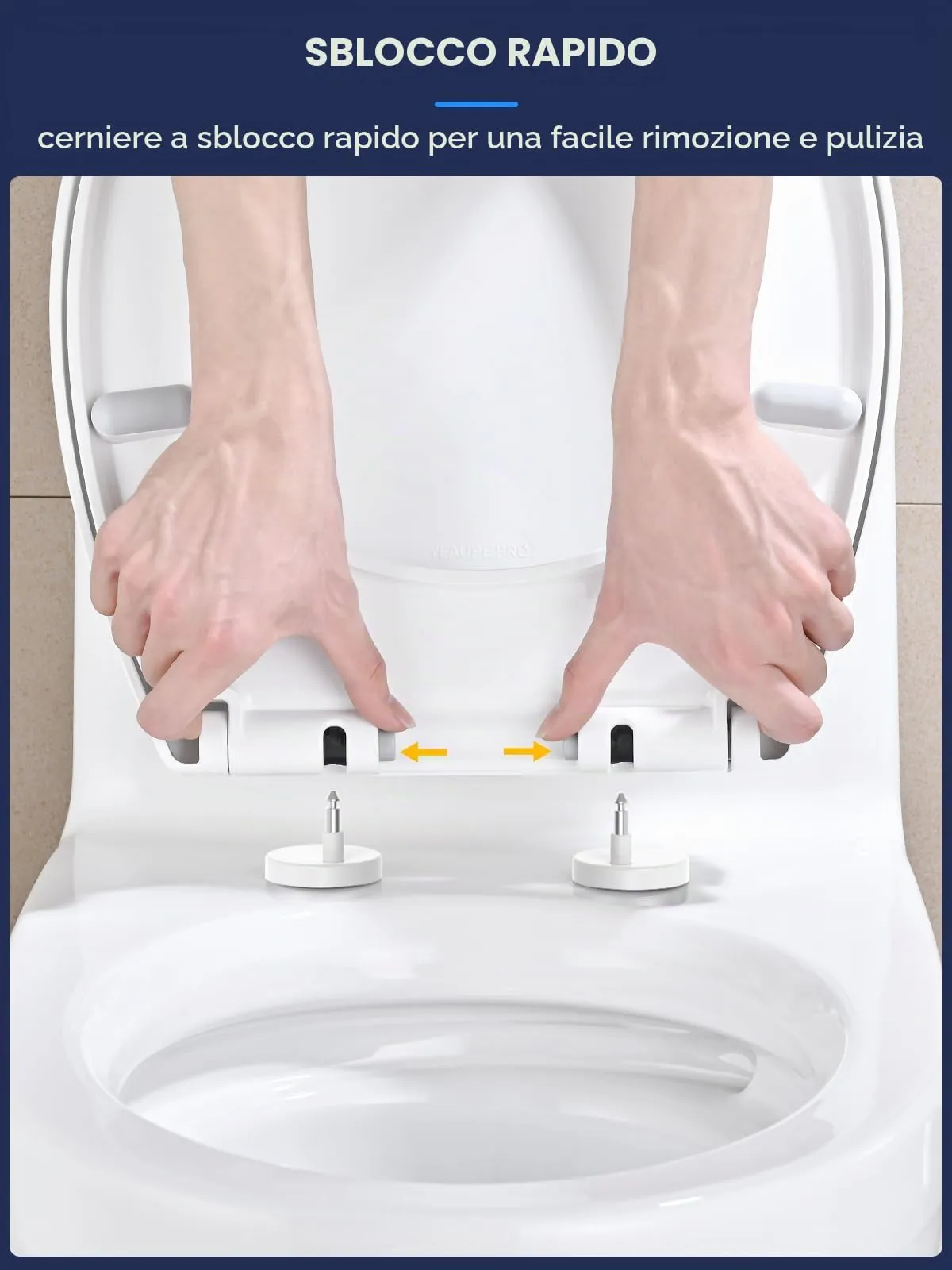 YEAUPE PRO Tavoletta WC Universale Forma O in PP, Chiusura Ammortizzata, Bianco - immagine 5